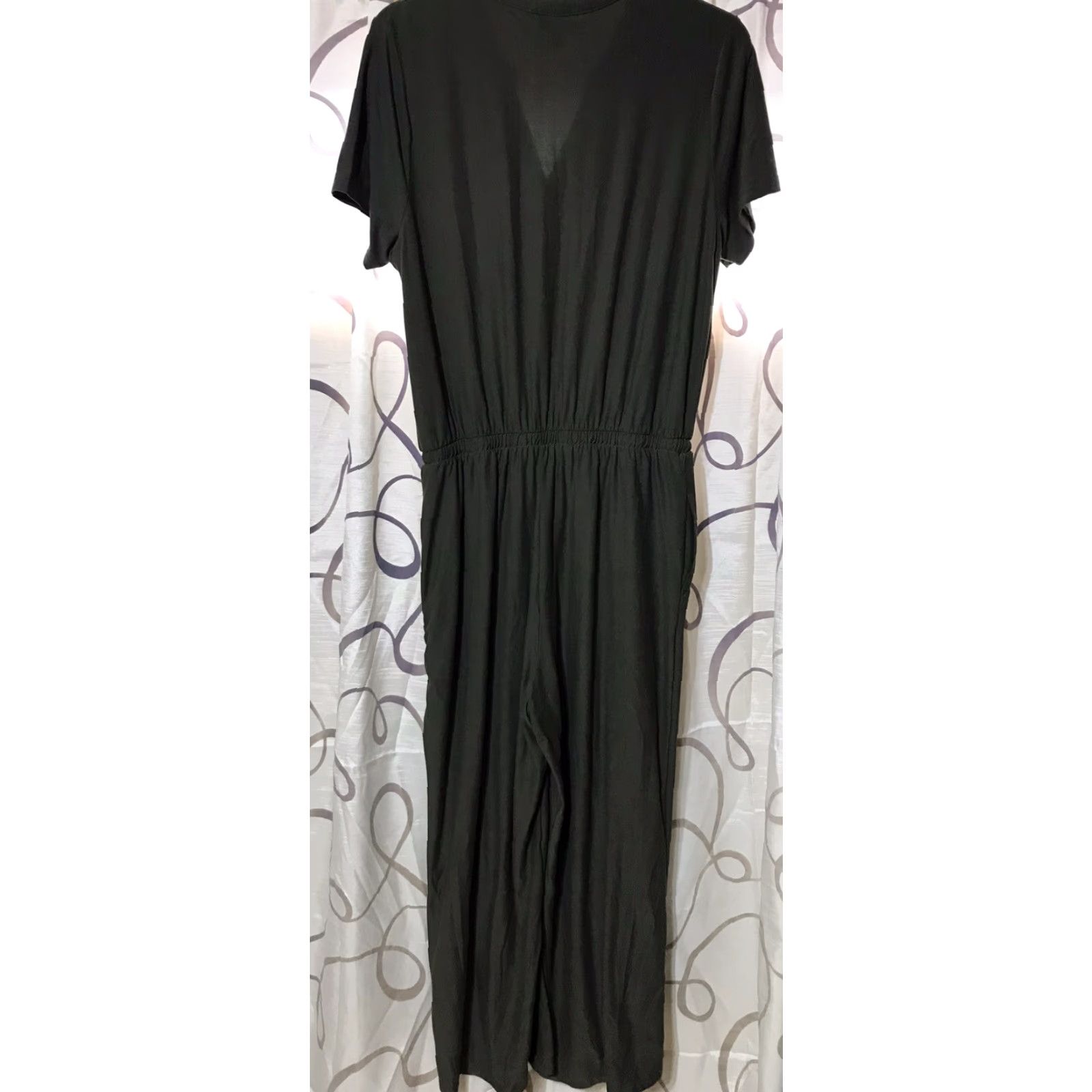 Olive Allison Brittney Romper Women XL Olive Poly Blend Pockets 1-Piece Wide-Leg Size 40" / US 18 - 2 Thumbnail