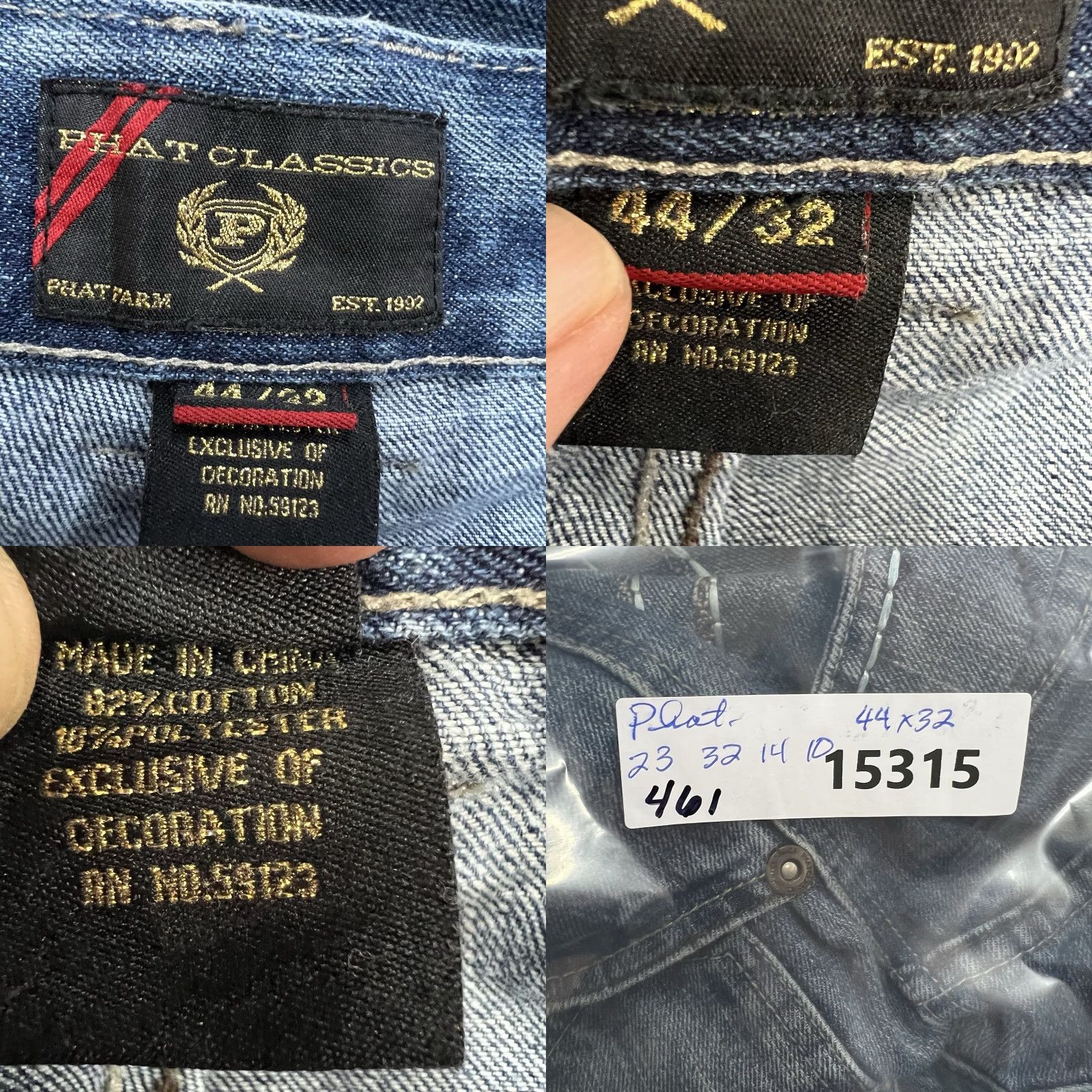 Phat Farm Phat Classic Denim Jeans 5-Pocket Design Blue Distressed Mens Size 44 X32 Regular Waist 46in Phat Farm Wide-Leg High Rise Relaxed Jeans Size US 44 / EU 60 - 9 Thumbnail