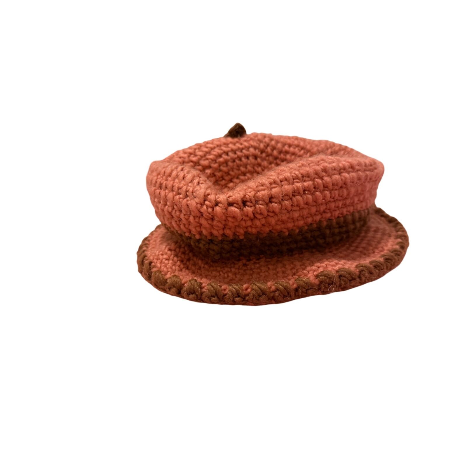 Other Women's Red Brown Floral Circle Faux Fur Crochet Hat Size ONE SIZE - 5 Thumbnail