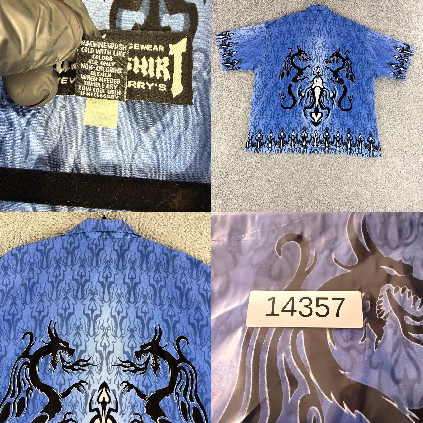 Vintage Steve & Barry's Club Shirt Mens 2XL Blue Dragon Tribal Flame Y2K Button Up Short Sleeve Graphic Print Casual Shirt Mens Size US XXL / EU 58 / 5 - 8 Thumbnail