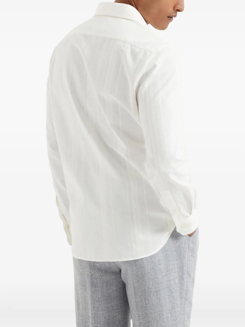 Brunello Cucinelli o1y0526 Solid Color Shirt in White Size US L / EU 52-54 / 3 - 3 Thumbnail