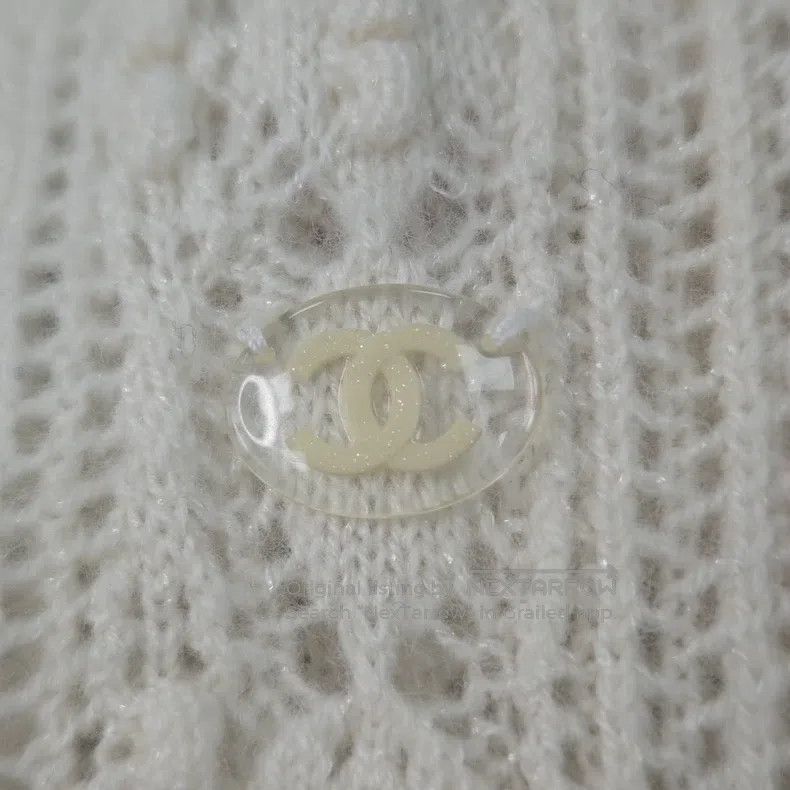 Chanel Chanel Milky white classic logo hollow patterned cashmere Size XXS / US 00 / IT 34 - 8 Thumbnail