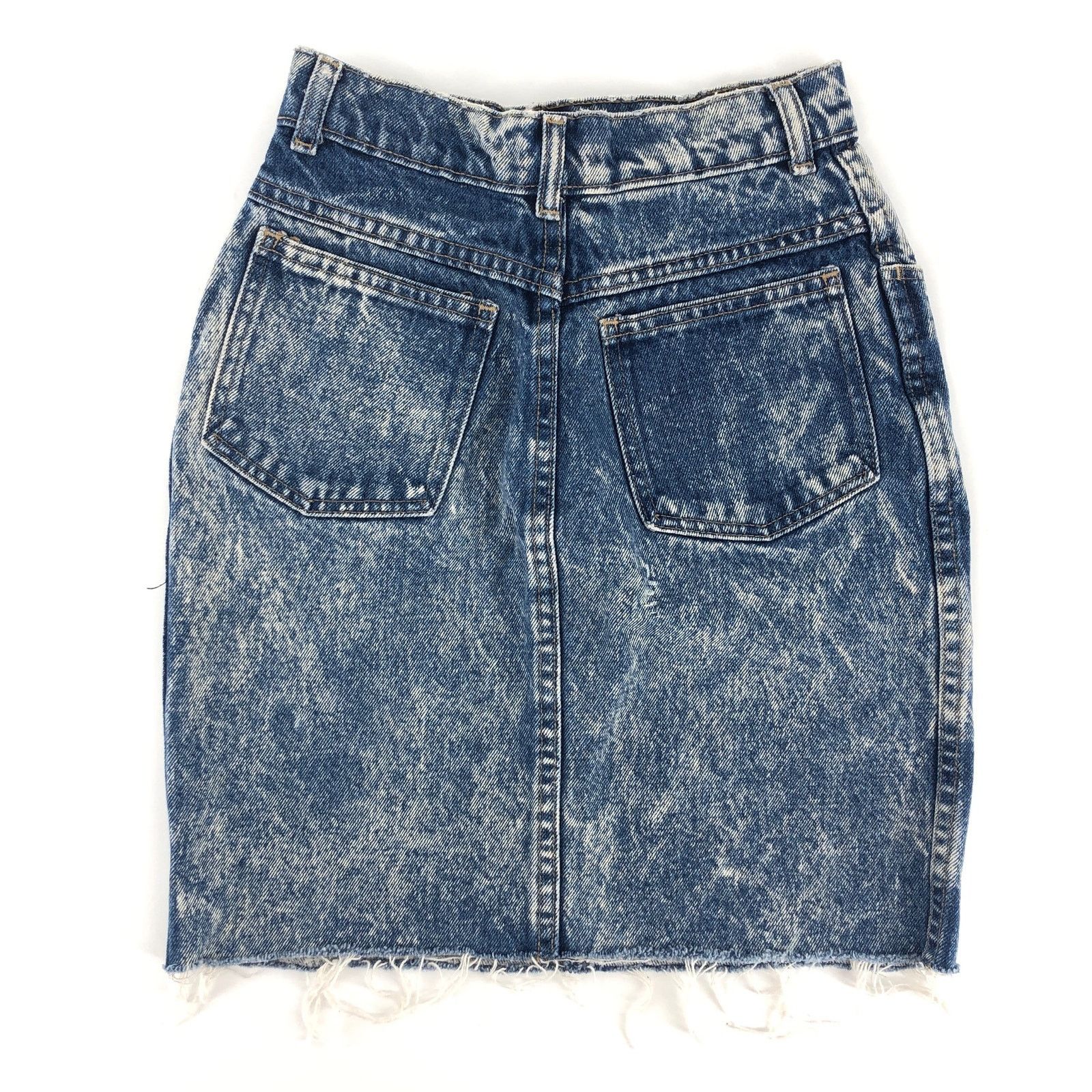 Vintage 80s acid washed denim jean skirt 1980s vintage Size 26" / US 2 / IT 38 - 2 Thumbnail