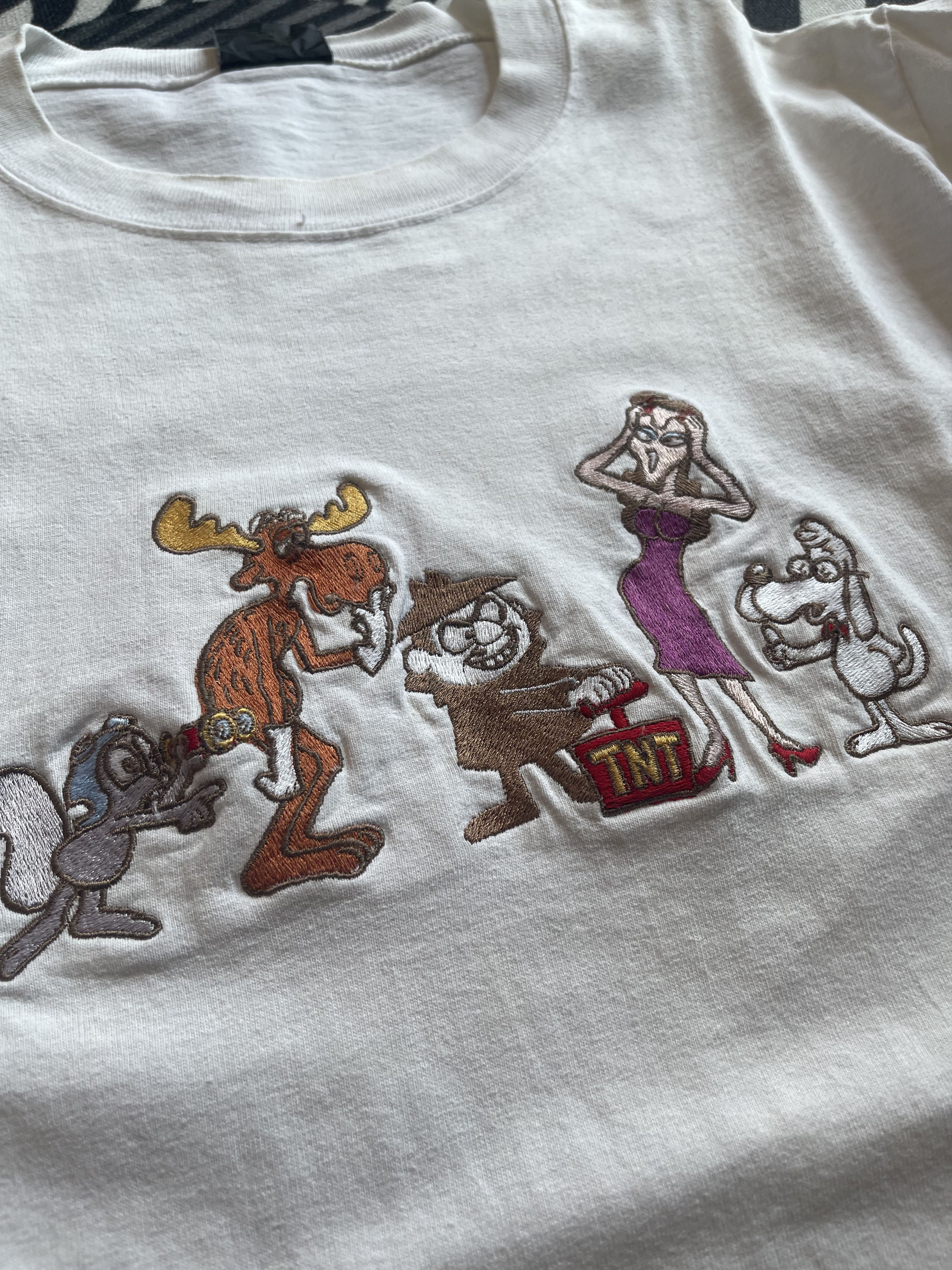 Vintage Vintage 90s Rocky and Bullwinkle Embroidered Changes T-Shirt Size US XL / EU 56 / 4 - 4 Thumbnail