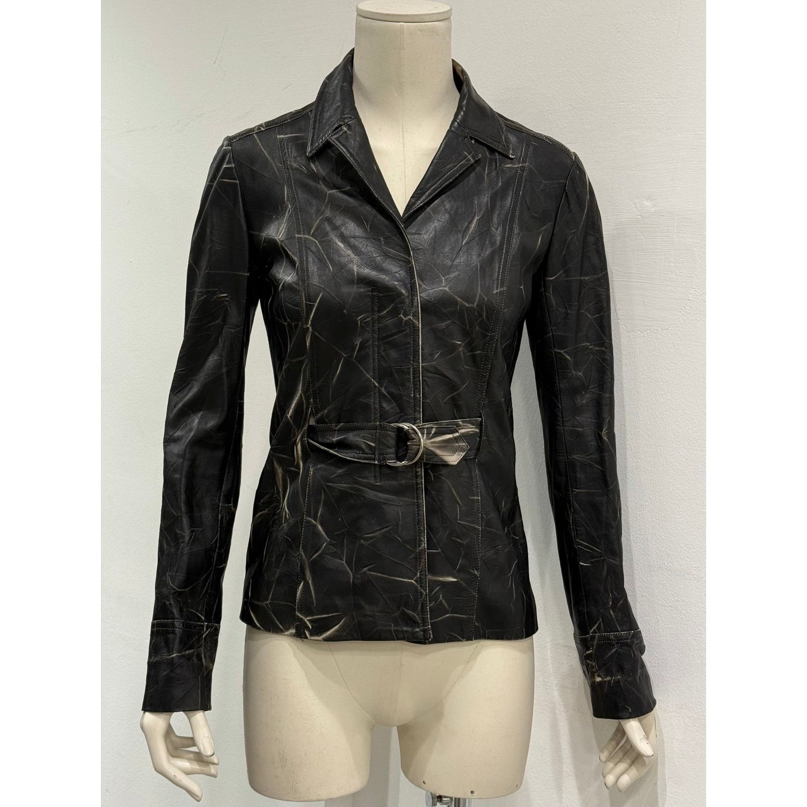 plein sud 2000s Plein Sud dyed effect distressed leather jacket Size S / US 4 / IT 40 - 2 Thumbnail
