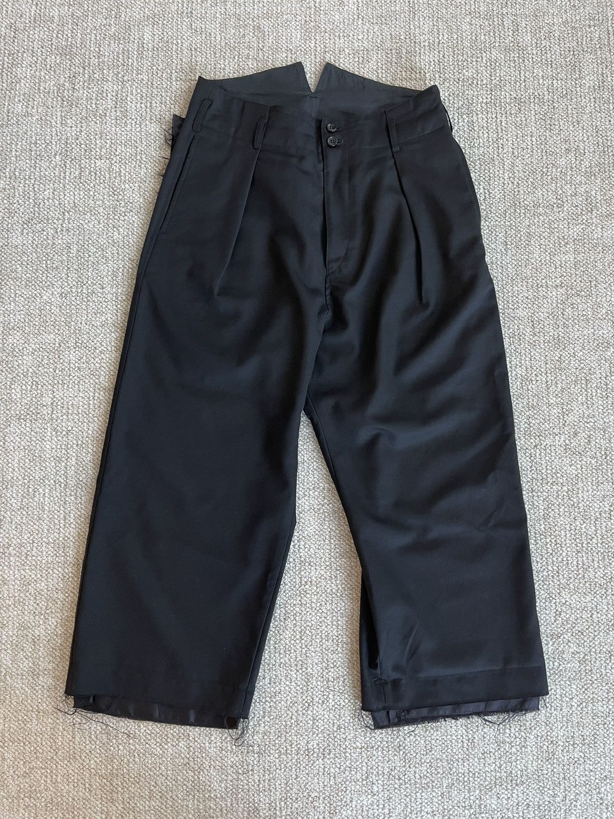 image of Sulvam Double Layered Wool Trouser in Black, Men's (Size 32)