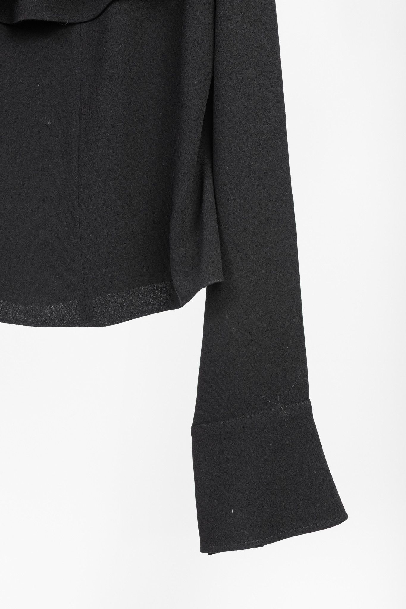 JW Anderson J.W. Anderson Black Crepe Draped-Neck Long-Sleeve Blouse Size L / US 10 / IT 46 - 7 Thumbnail