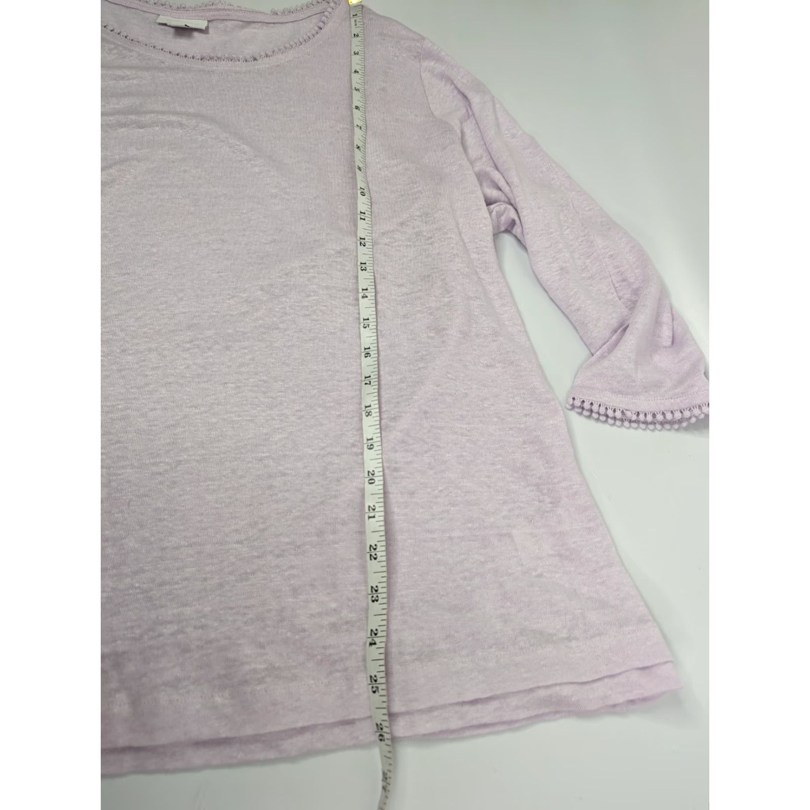 J. Jill VINTAGE J Jill Love Linen Womens Top 2X Purple Pom Pom Trim 100% Linen Knit Blouse Casual Ladies Womens Size XXL / US 16-18 / IT 52-54 - 6 Thumbnail