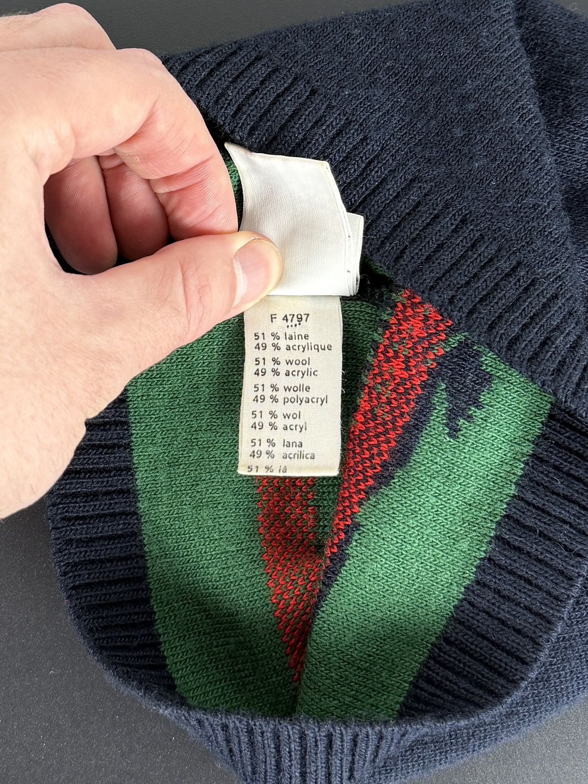 Lacoste Lacoste Wool Beanie Hat Navy Blue Big Crocodile Logo Vintage Size 26 - 6 Thumbnail