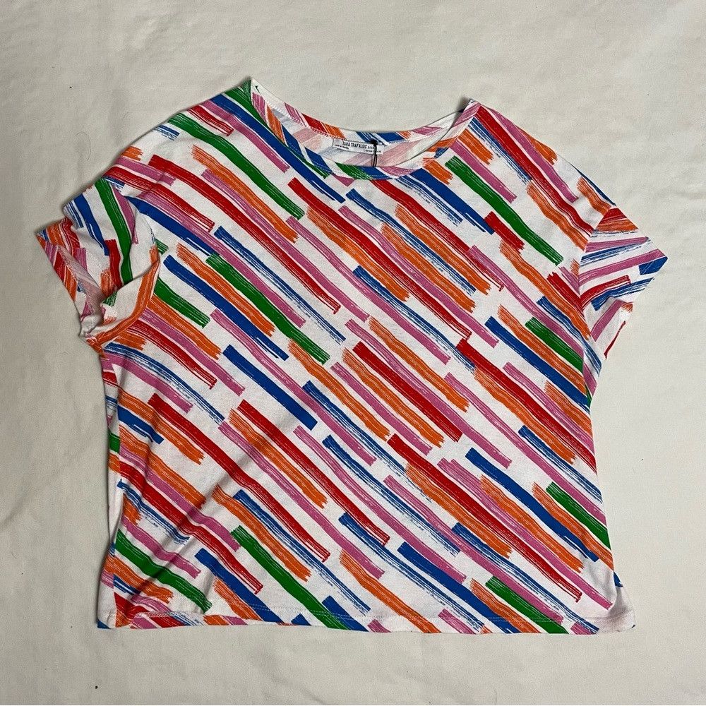 Zara NWT New Zara Trafaluc Rainbow Stripes Boxy Top Size S Made Size S / US 4 / IT 40 - 5 Thumbnail
