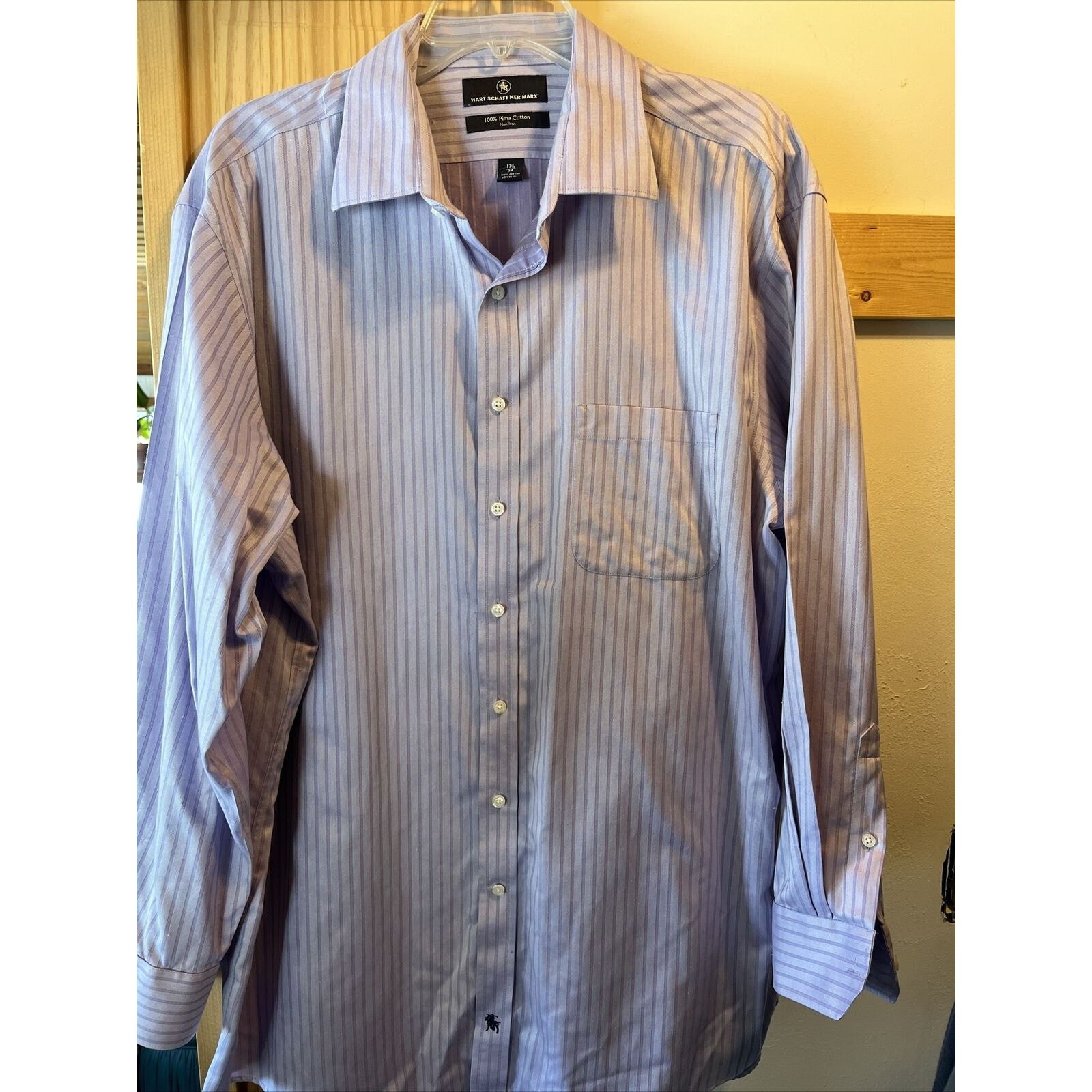 Hart Schaffner Marx Hart Schaffner Marx Men’s 17.5 34 Purple stripe cotton shirt Size US XXL / EU 58 / 5 - 12 Thumbnail