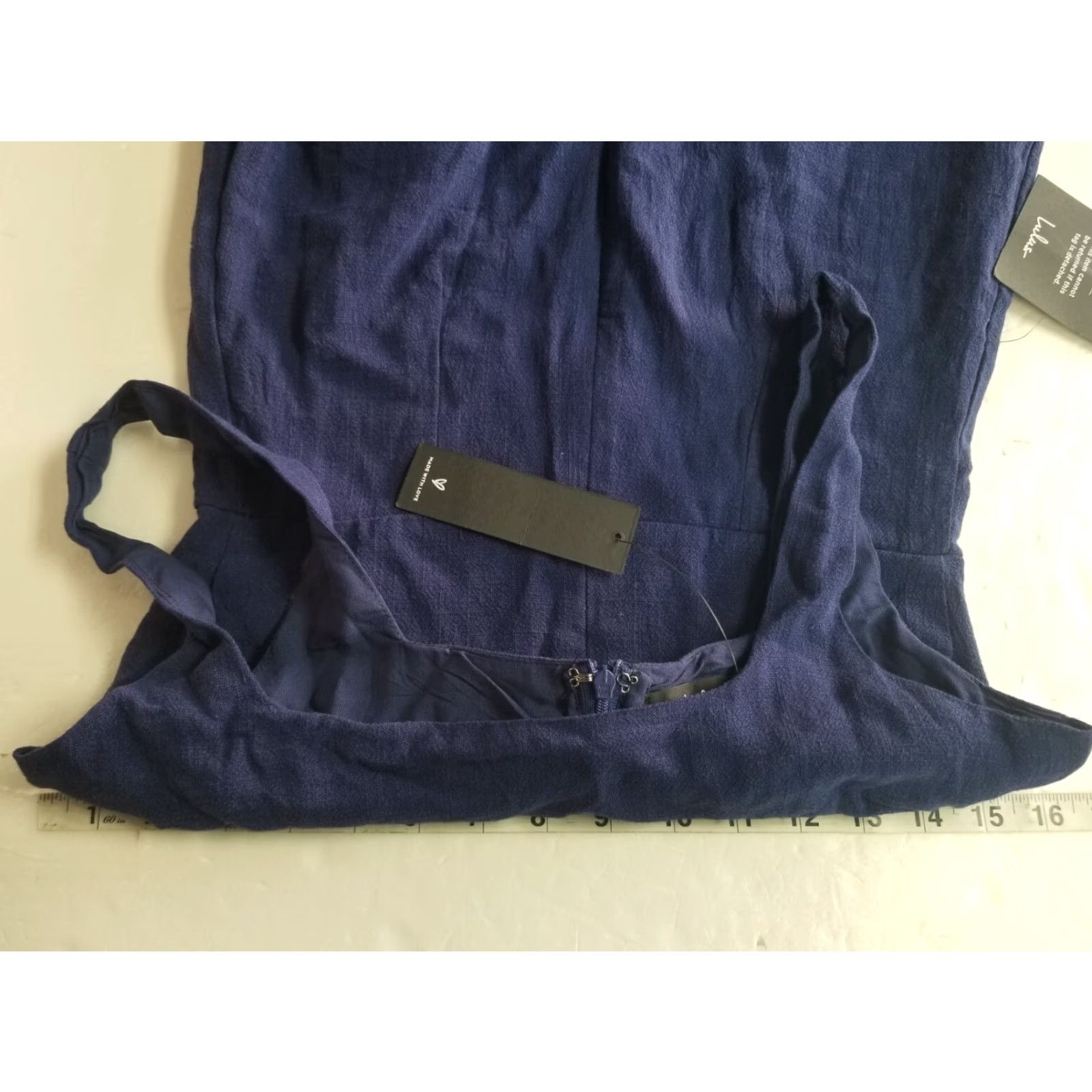 Lulus Lulus Linen Blend Tank Dress Women's Small Blue Fringe Hem Sleeveless Short Dress 90s Bohemian Beach Casual Party/Cocktail Size S / US 4 / IT 40 - 3 Thumbnail