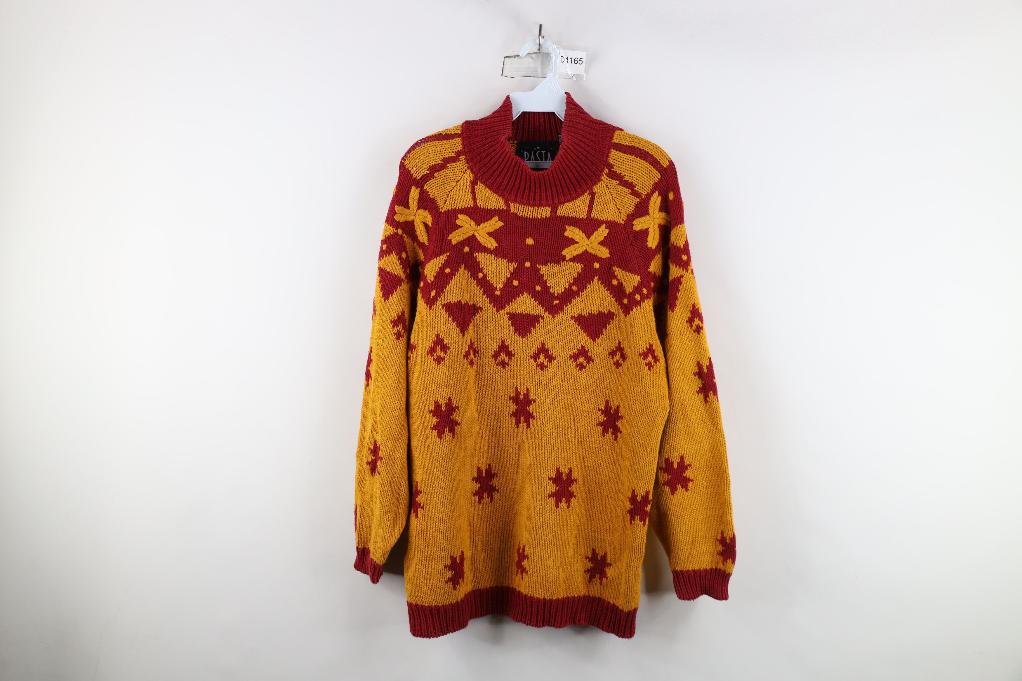 Vintage Vintage 90s Streetwear Embroidered Mock Neck Sweater Size L / US 10 / IT 46 - 1 Thumbnail