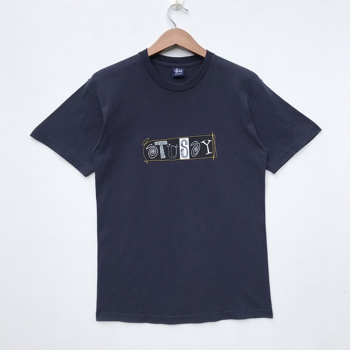 image of Skategang x Stussy Distressedy2K Vintage Stussy Skateboard Shirt Stussy in Blue, Men's (Size Small)