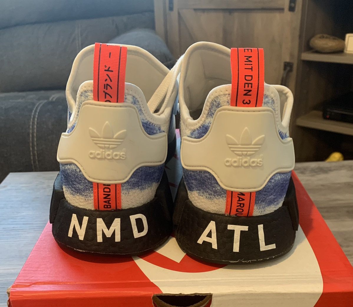 Adidas Size 13 Adidas NMD R1 ATL White Blue VNDS Worn 1 2x G28731 Grailed