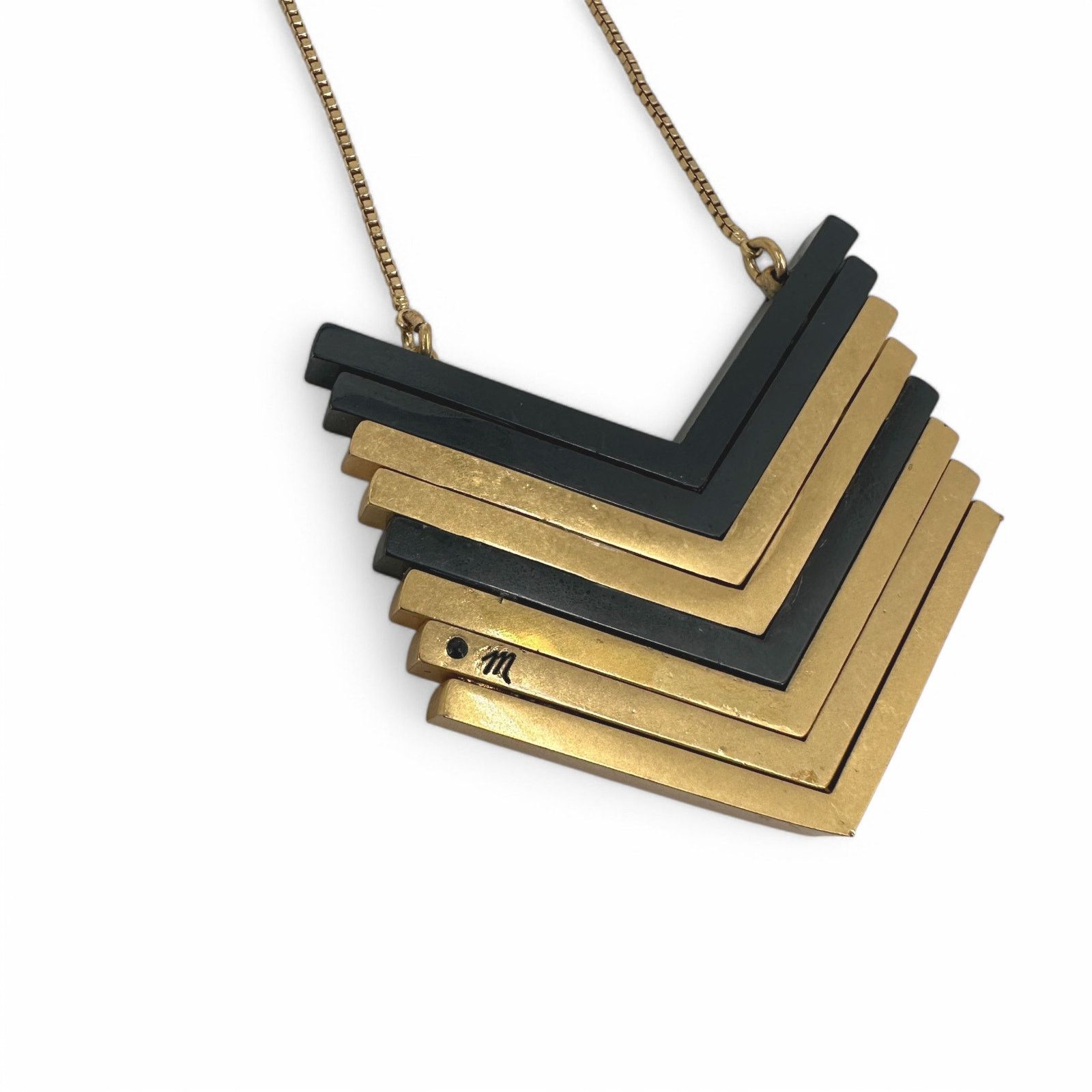 Madewell Madewell Chevron Necklace Gold Tone and Black Adjustable Size ONE SIZE - 9 Thumbnail