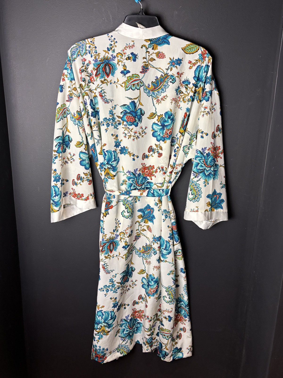 Vintage 2000s Vintage Bath Robe Silk Floral Polyester Lounge Sleep Size XL / US 12-14 / IT 48-50 - 3 Thumbnail