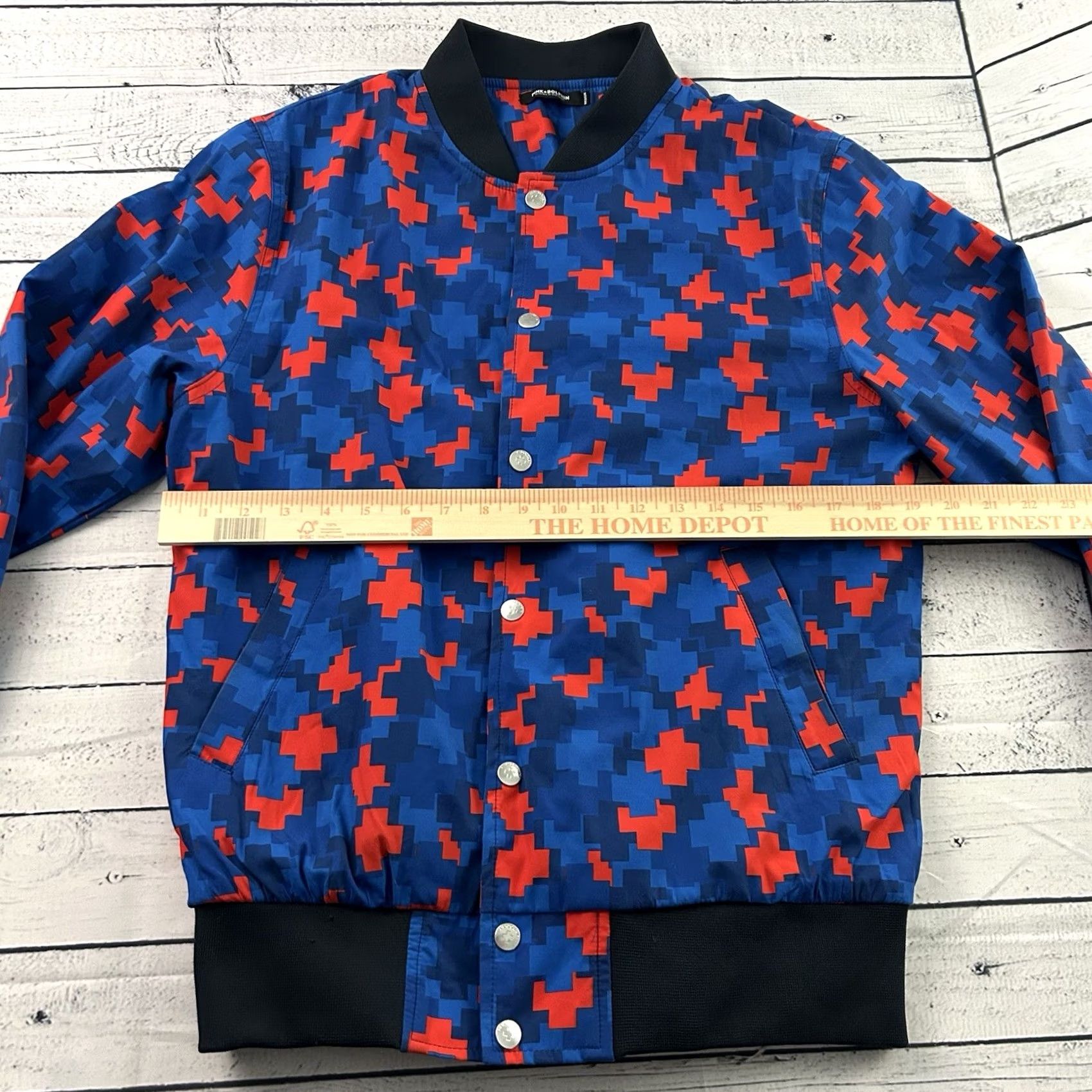 Pinko Pink Dolphin Bomber Jacket Mens M Red Jacket, Bomber Style, Snap Button, Lined, Polyester, Vintage: No Size US M / EU 48-50 / 2 - 4 Thumbnail