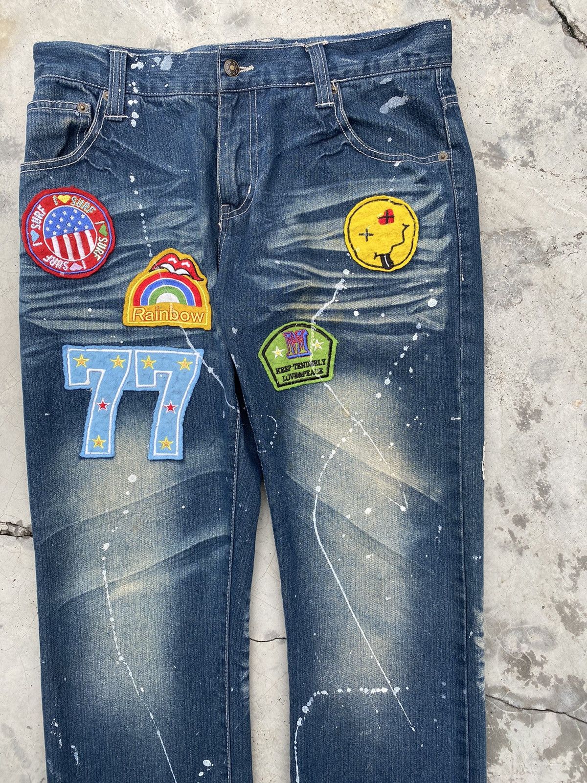 Japanese Brand × Jungles × Vintage Vintage Jungle Storm Patch Denim Jeans Slim fit Size US 34 / EU 50 - 6 Thumbnail