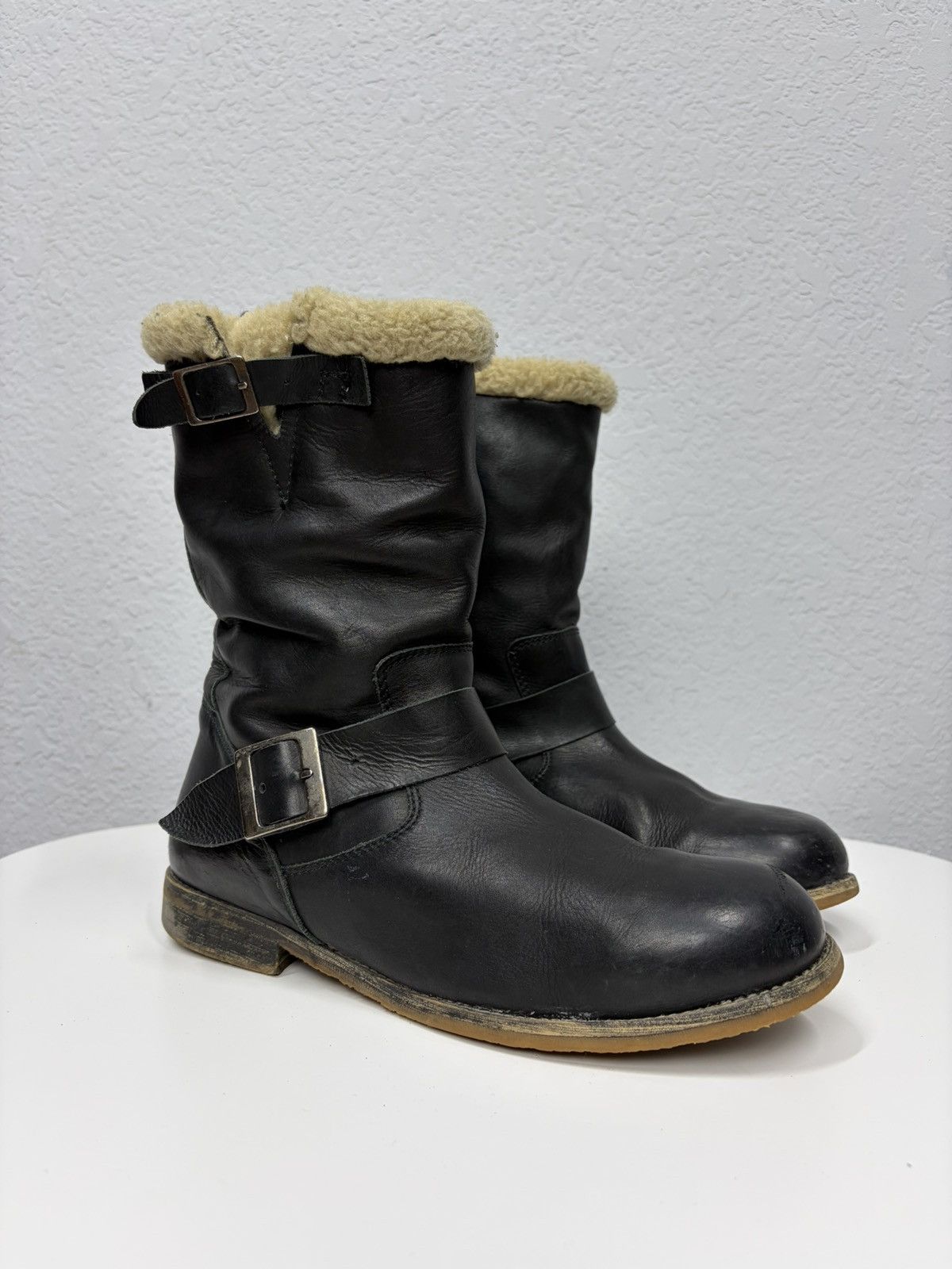 If Six Was Nine Vintage Like Maison Margiela Tabi Leather Biker Boots 00s Size US 8 / EU 41 - 2 Thumbnail