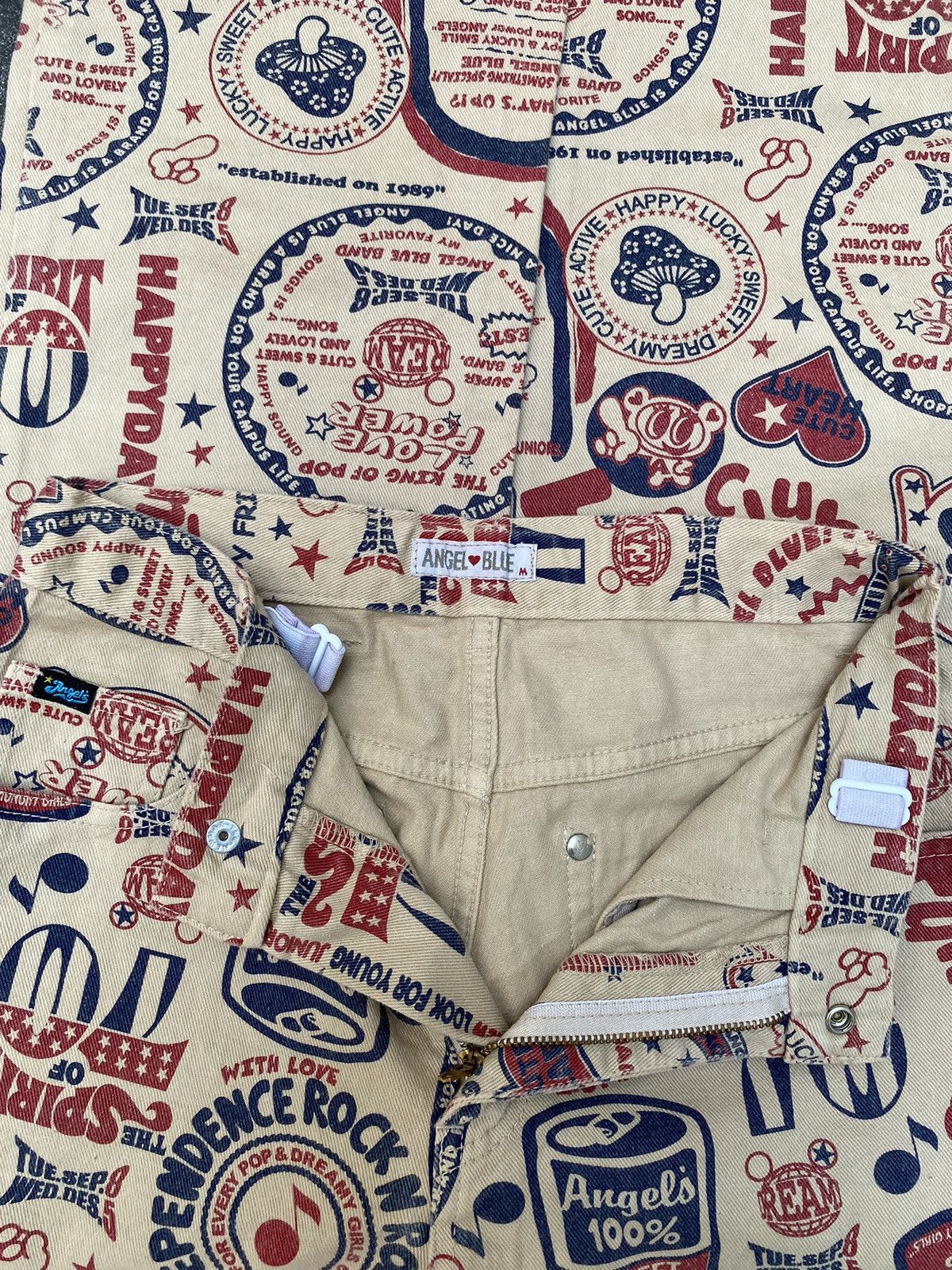 Hysteric Glamour Y2K Angle Blue Full Print Flared Pants Distressed Size US 26 / EU 42 - 7 Thumbnail