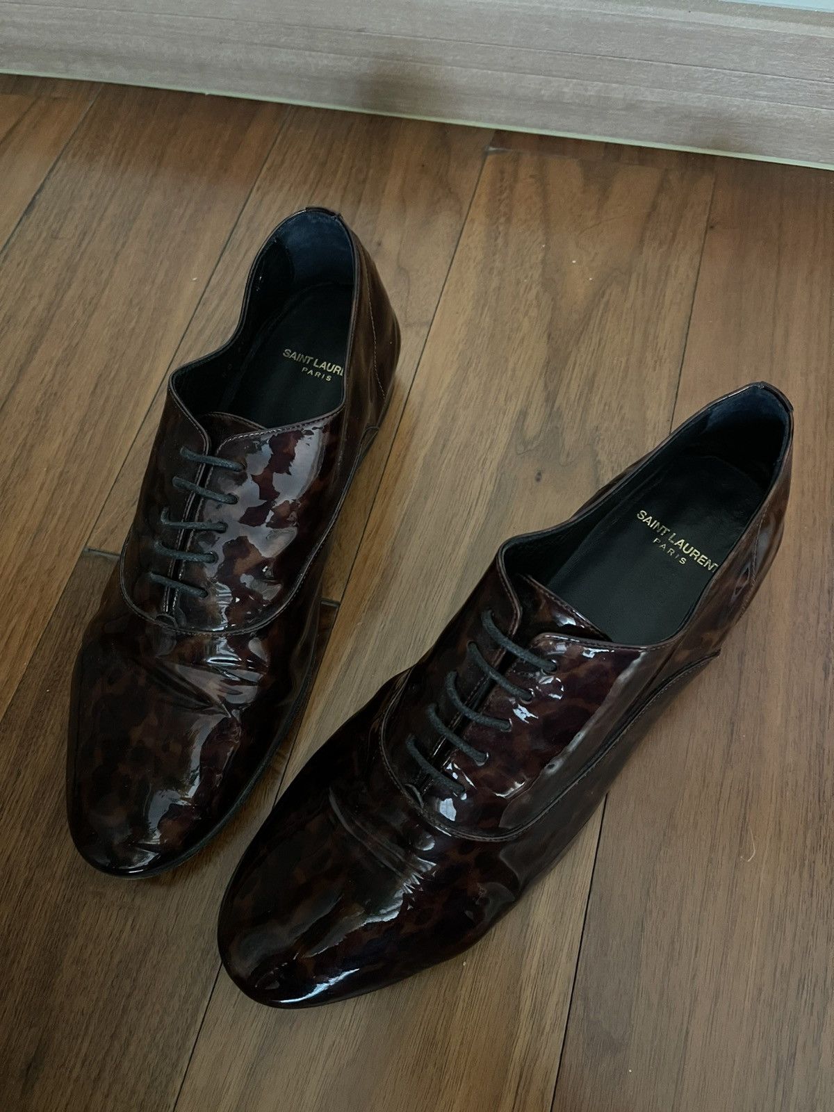 Saint Laurent Paris Saint Laurent ss20 leopard patent derby Size US 10 / EU 43 - 2 Thumbnail