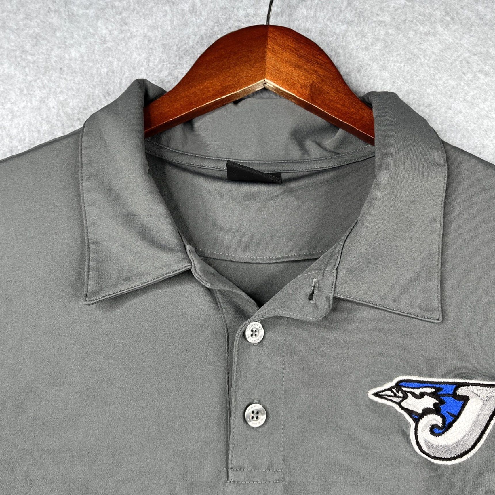 Vintage Toronto Blue Jays Polo Shirt Embroidered Oakley Gray XL Mens Short Sleeve Collared Lightweight Baseball Casual Shirt Size US XL / EU 56 / 4 - 4 Thumbnail