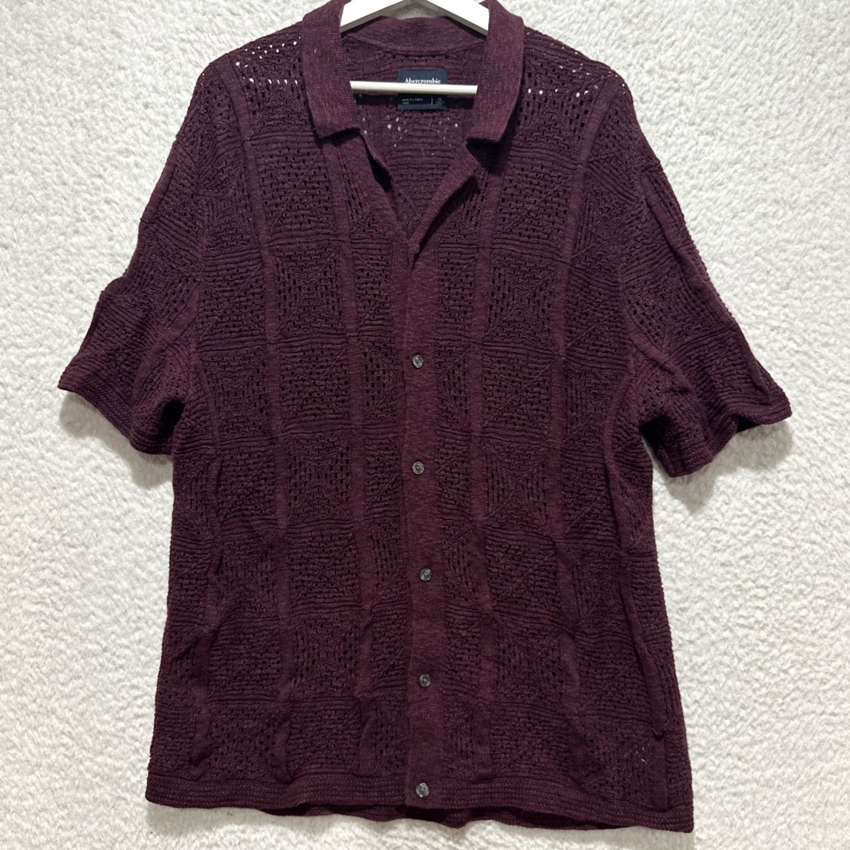 Abercrombie & Fitch Abercrombie & Fitch Men Polo Short Sleeve XL Crochet Knit Button-Down Shirt Size US XL / EU 56 / 4 - 2 Thumbnail