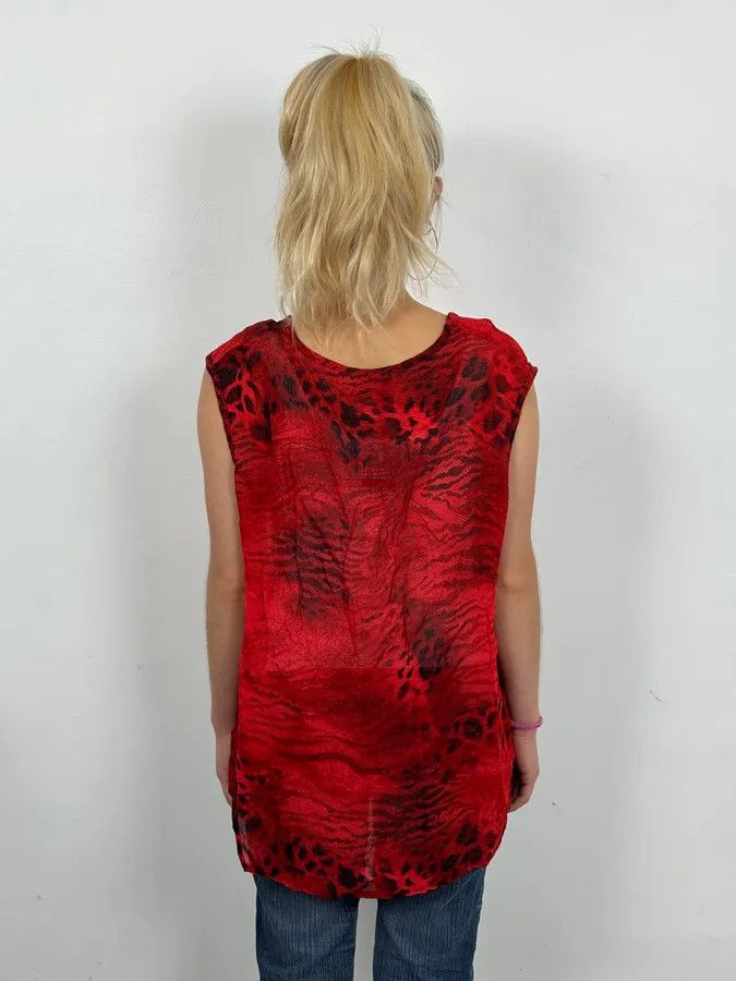 Just Cavalli 2000s Cavalli Leopard Red Tank Top Size M / US 6-8 / IT 42-44 - 3 Thumbnail