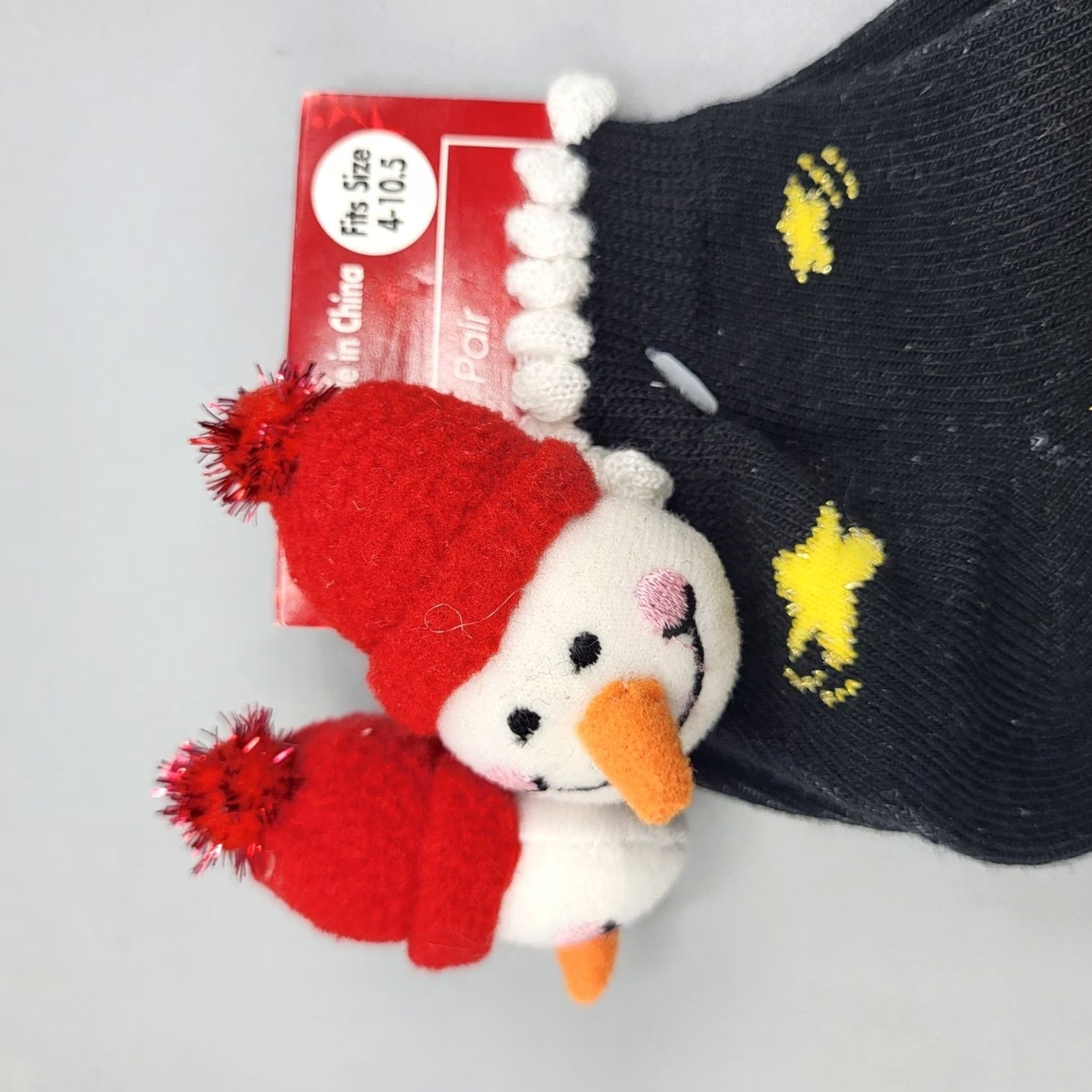 Walmart Snowman Christmas Socks Womens One Size Black 3D Plush Head Holiday Knitted Novelty Winter Socks Mens Womens Girls Boys Size ONE SIZE - 5 Thumbnail