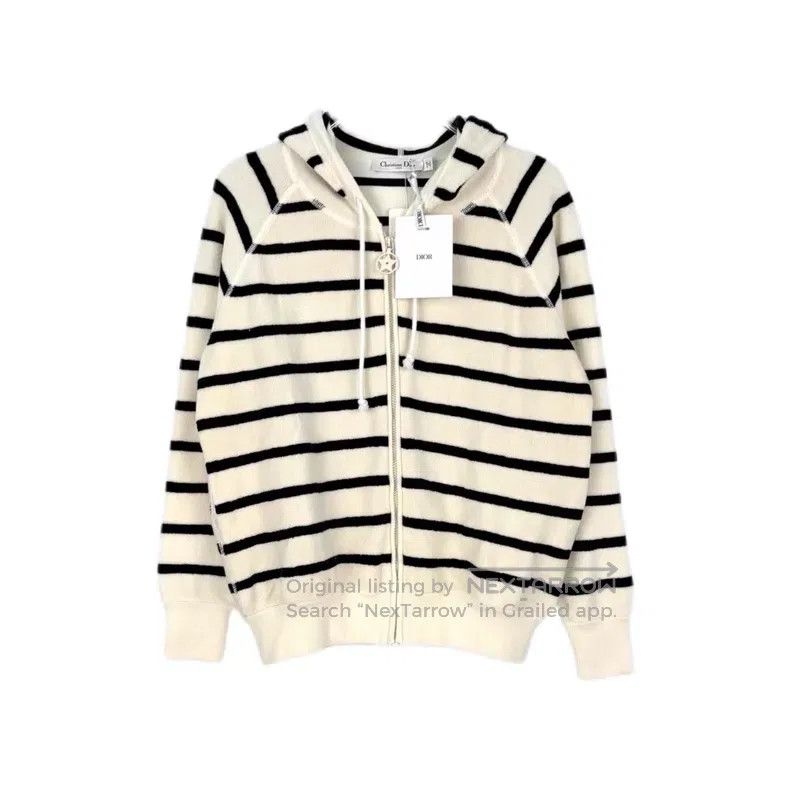 Dior Dior Dark blue and white striped zipper knitted hooded jac Size XS / US 0-2 / IT 36-38 - 1 Thumbnail