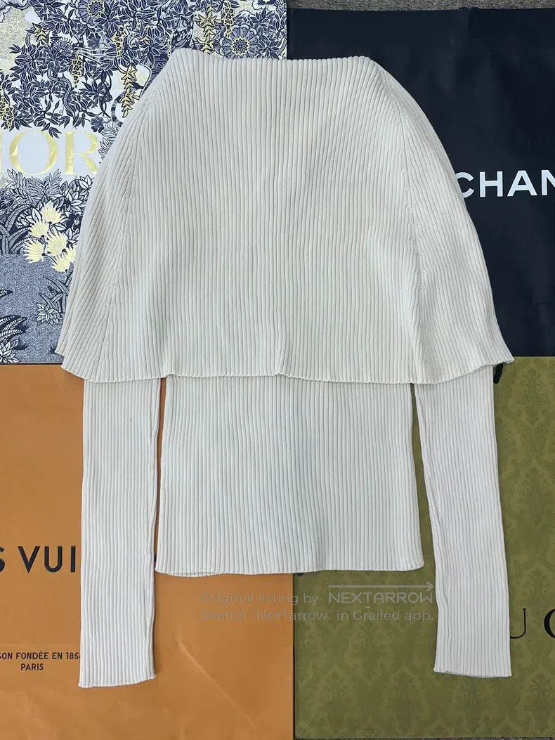 Jil Sander Jil Sander size 34 White Showpiece Shawl Collar Knit Cardig Size M / US 6-8 / IT 42-44 - 2 Thumbnail