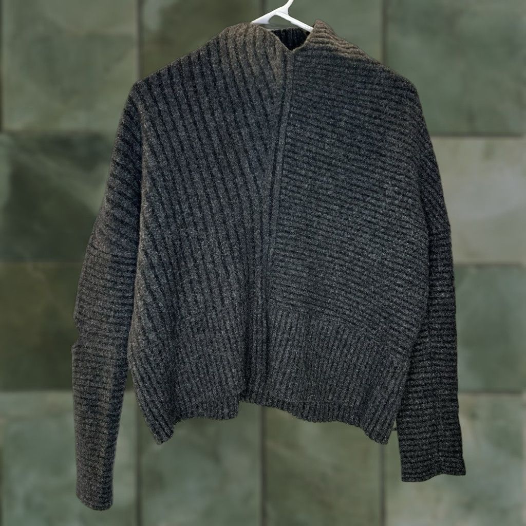 Allsaints ALLSAINTS Sweater Shirt Cropped Mock Neck Wool Blend Gray S Women’s Small Pullover Tight-Knit Long Sleeve Body Subtype: Terra Jumper Size S / US 4 / IT 40 - 1 Thumbnail