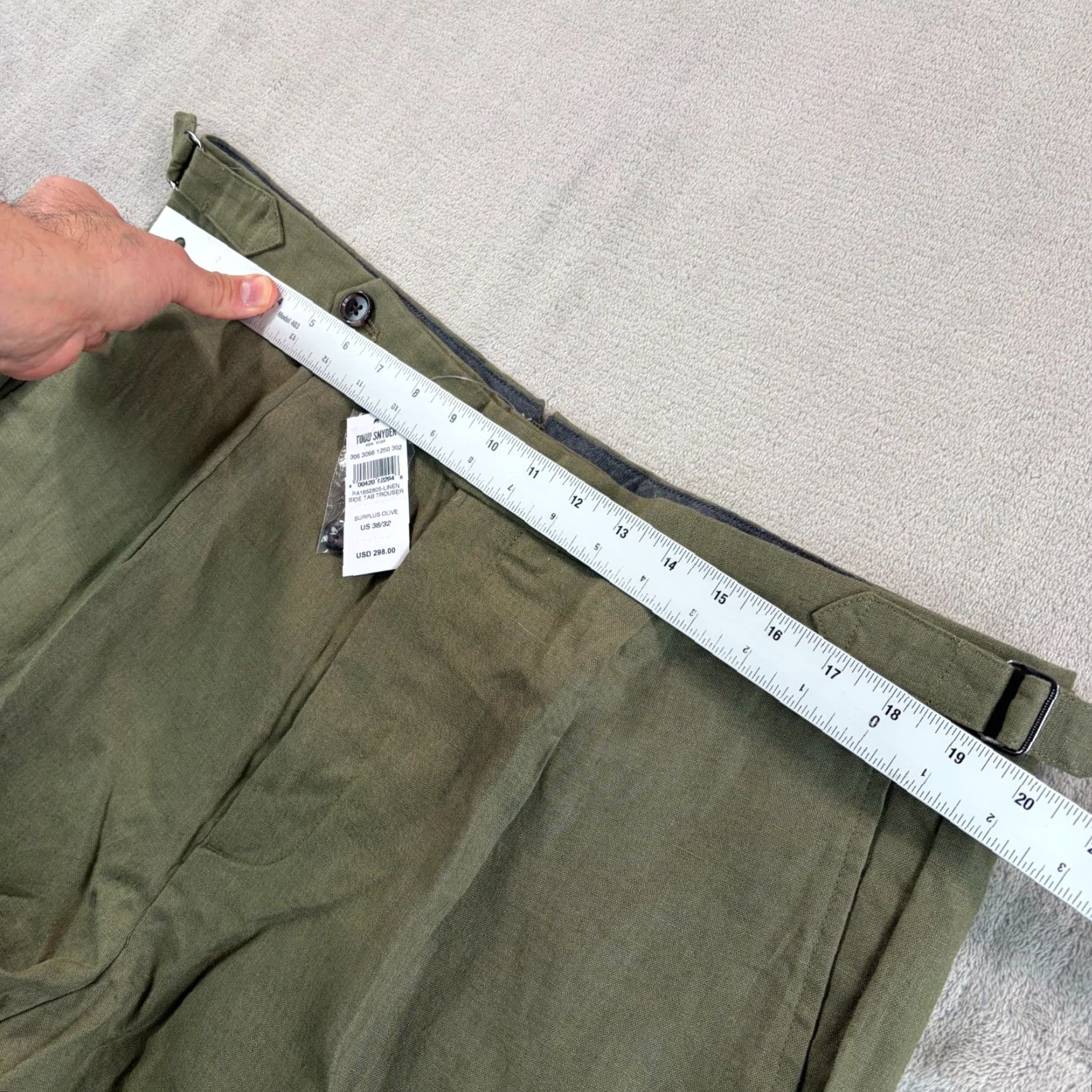 Todd Snyder Todd Snyder Irish 100% Linen Side Tab Trouser Surplus Olive Men 38x32 NWT 98 Size US 38 / EU 54 - 7 Thumbnail