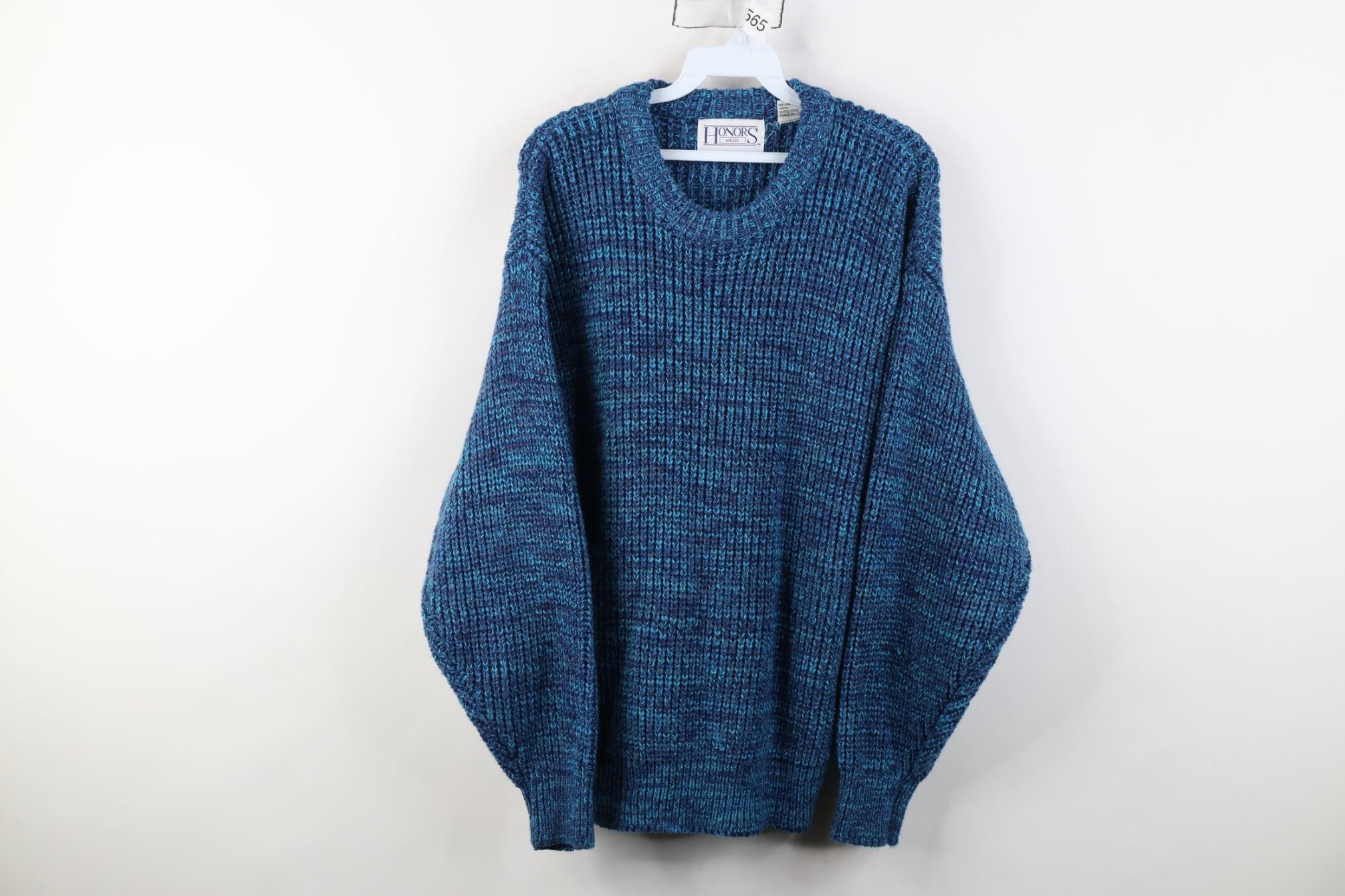Vintage Vintage 90s Streetwear Ribbed Knit Crewneck Sweater Blue Size US L / EU 52-54 / 3 - 1 Thumbnail