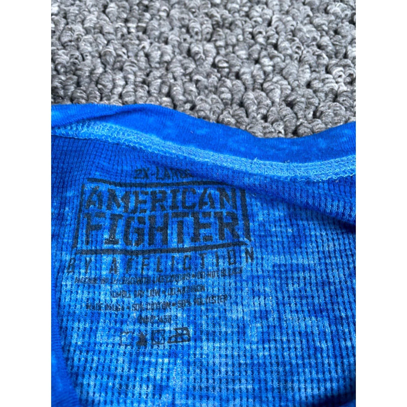 Vintage American Fighter Affliction Thermal Shirt 2XL Blue Waffle Knit MMA Y2K Adult Size US XXL / EU 58 / 5 - 3 Thumbnail