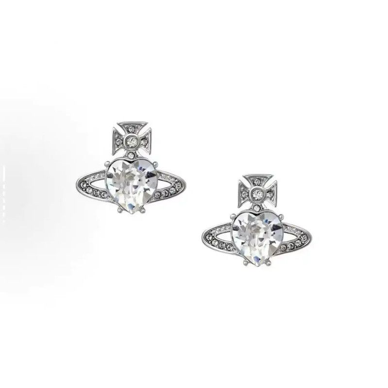 Vivienne Westwood Vivienne Westwood Silver Crystal Logo Earrings 0089 Size ONE SIZE - 1 Thumbnail
