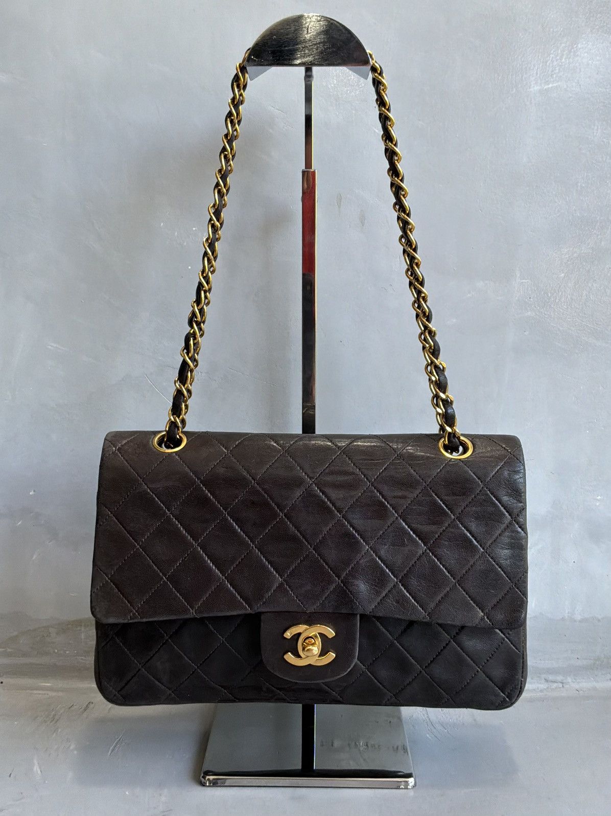 Chanel Old Chanel - Medium Dark Brown Double Flap GHW Shoulder Bag Size ONE SIZE - 2 Thumbnail
