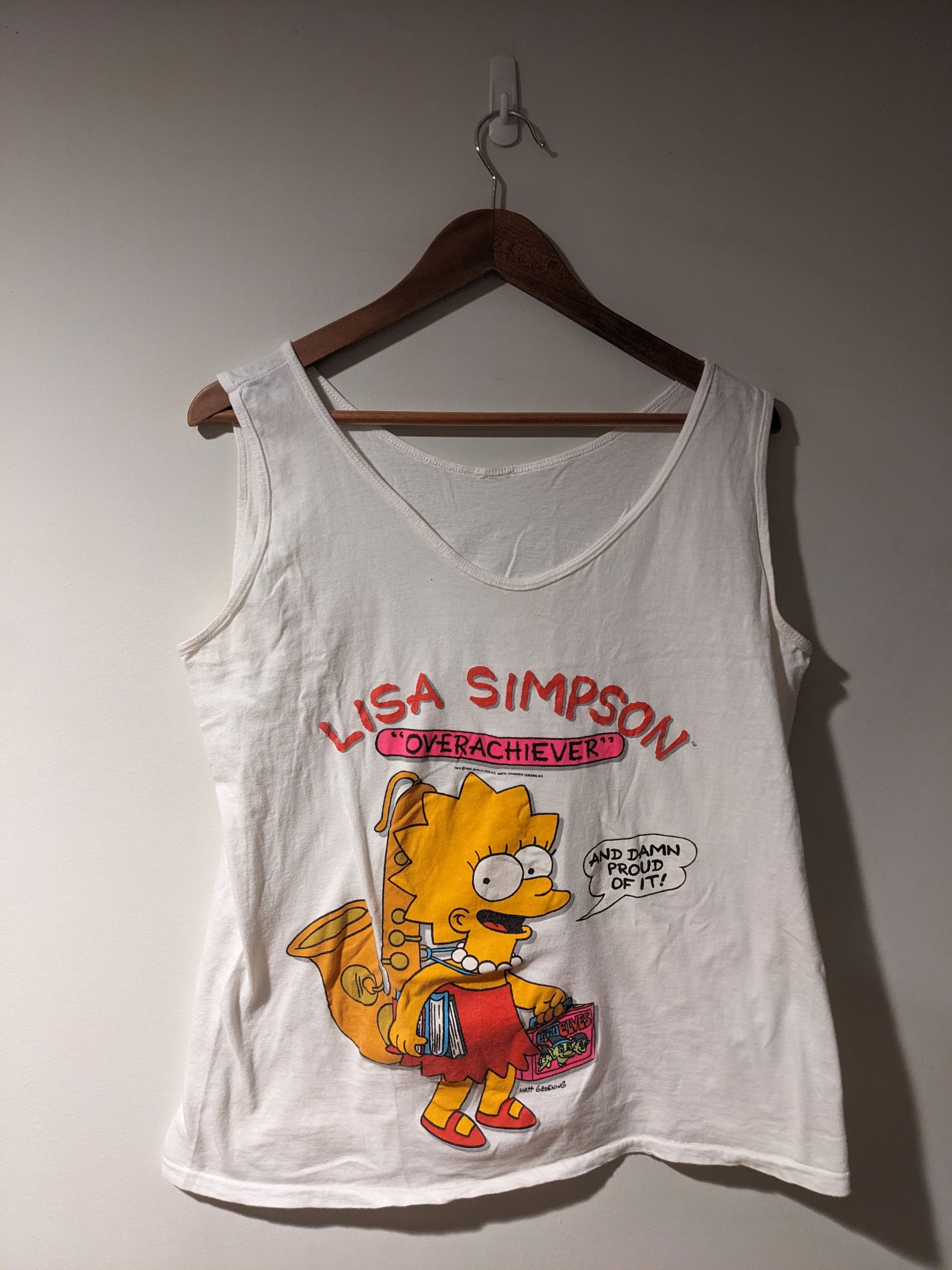 The Simpsons × Vintage Vintage 1990 Lisa Simpson Overachiever Funny Medium Tank Top Size US M / EU 48-50 / 2 - 1 Thumbnail