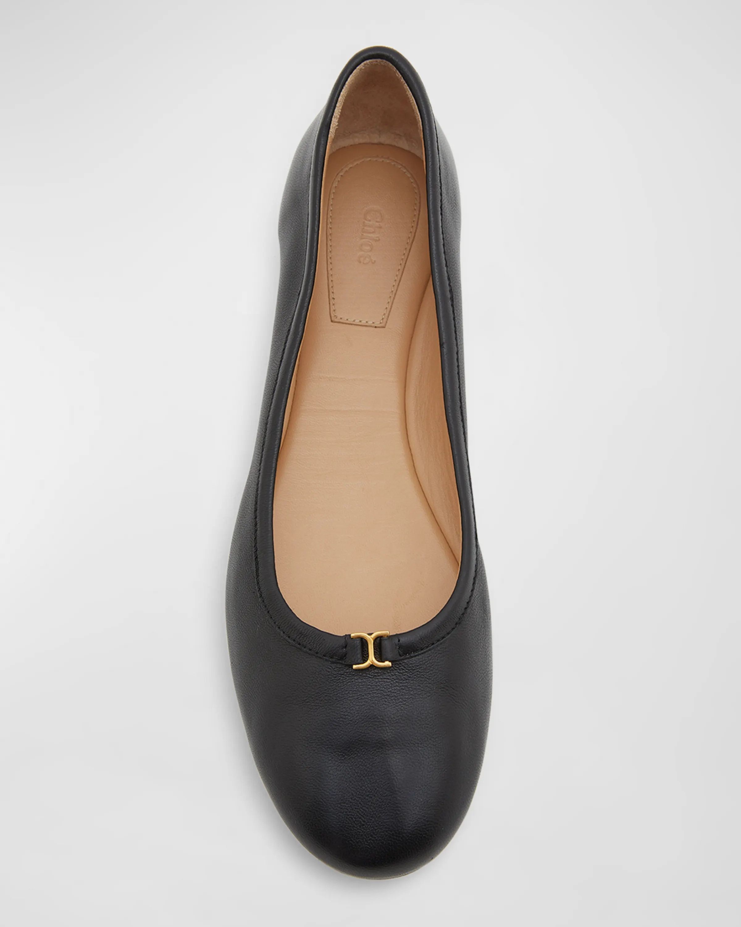 Chloe oc11z0525 Marcie Leather Ballerina Flats in Black Size US 7 / IT 37 - 3 Thumbnail