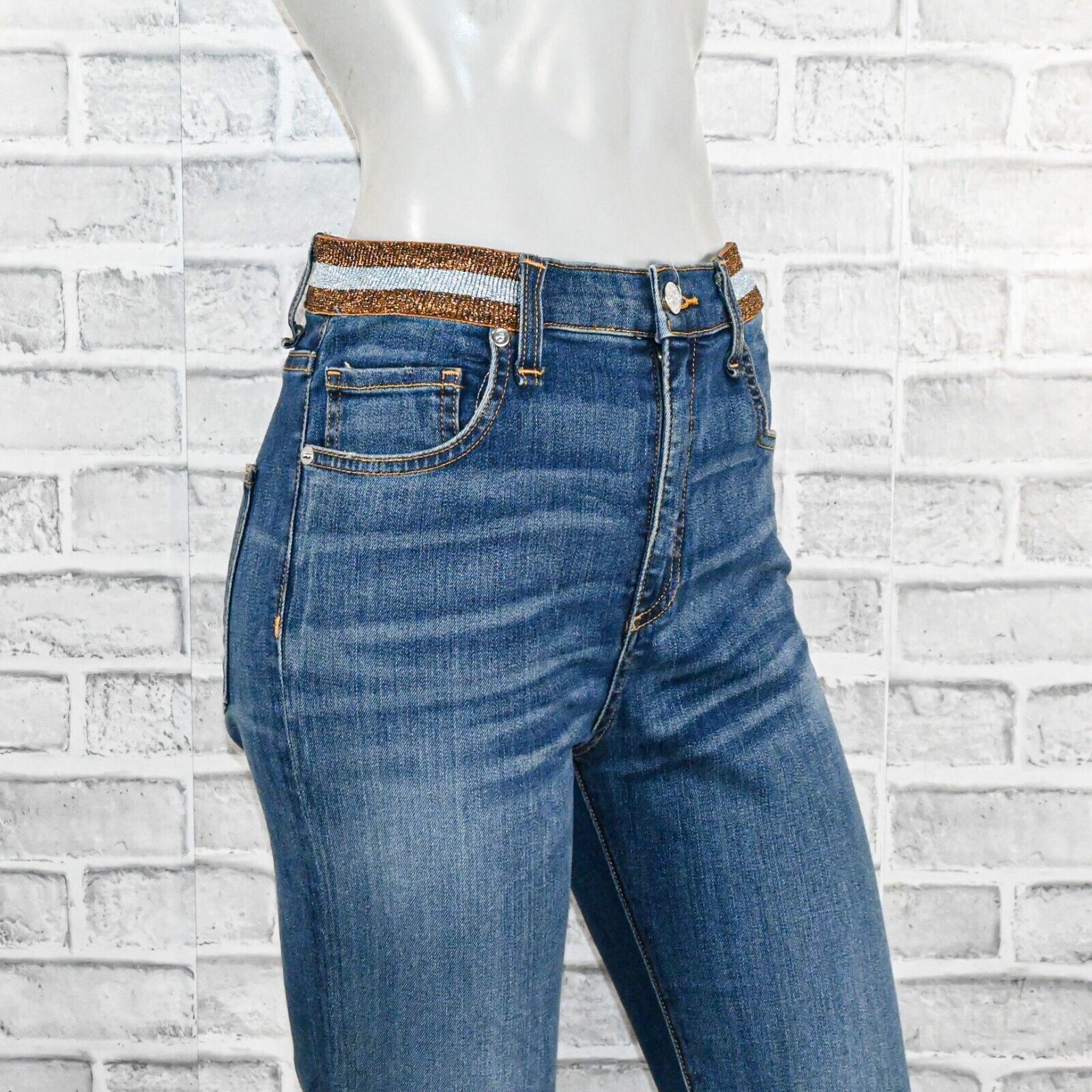 Veronica Beard Veronica Beard Kate Skinny High Rise Jeans Metallic waist Size 28" / US 6 / IT 42 - 11 Thumbnail