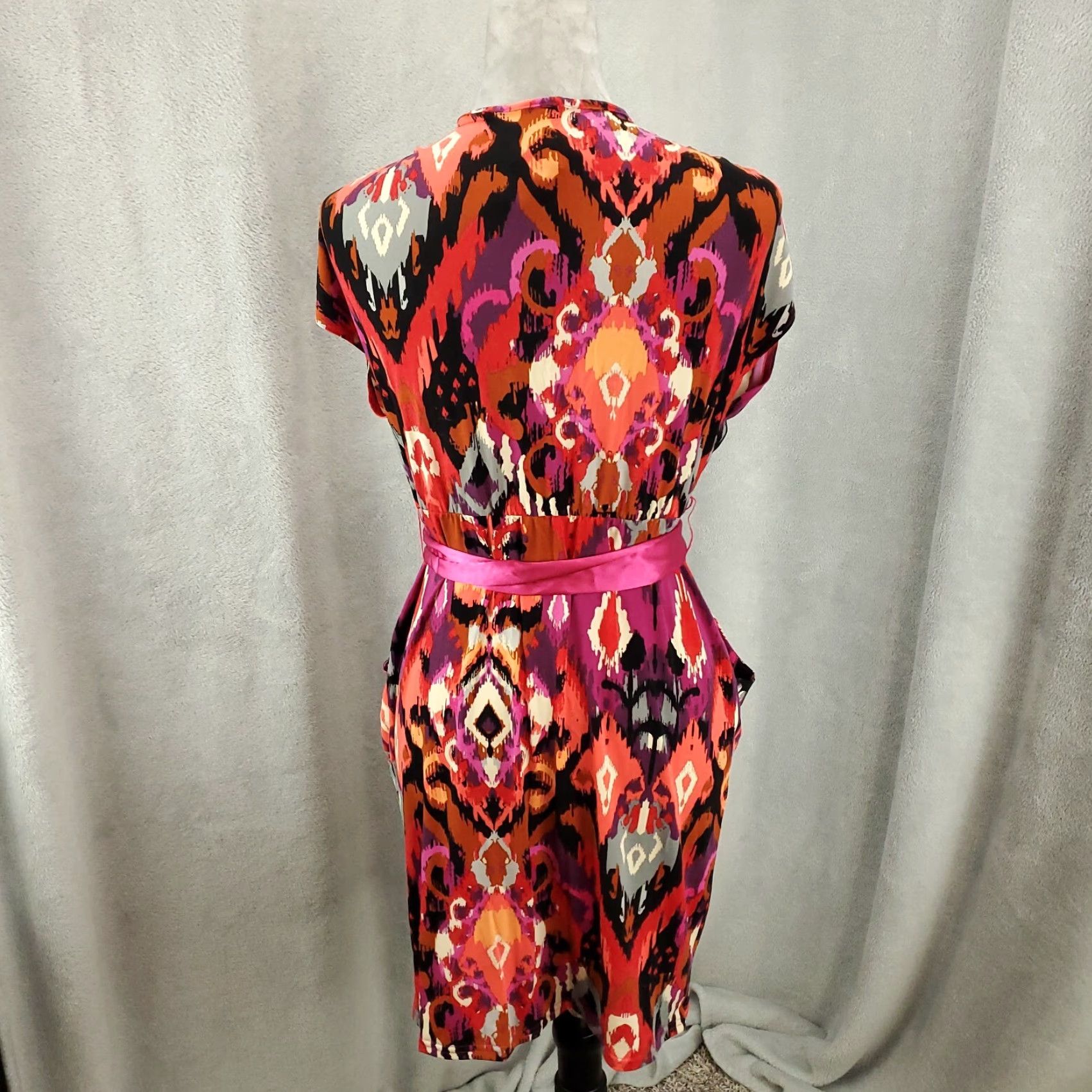 Anthropologie Uncle Frank Dress Womens S Belted Multi Print Geometric Short Sleeve V-Neck Polyester Spandex Mini Dress Size S / US 4 / IT 40 - 3 Thumbnail