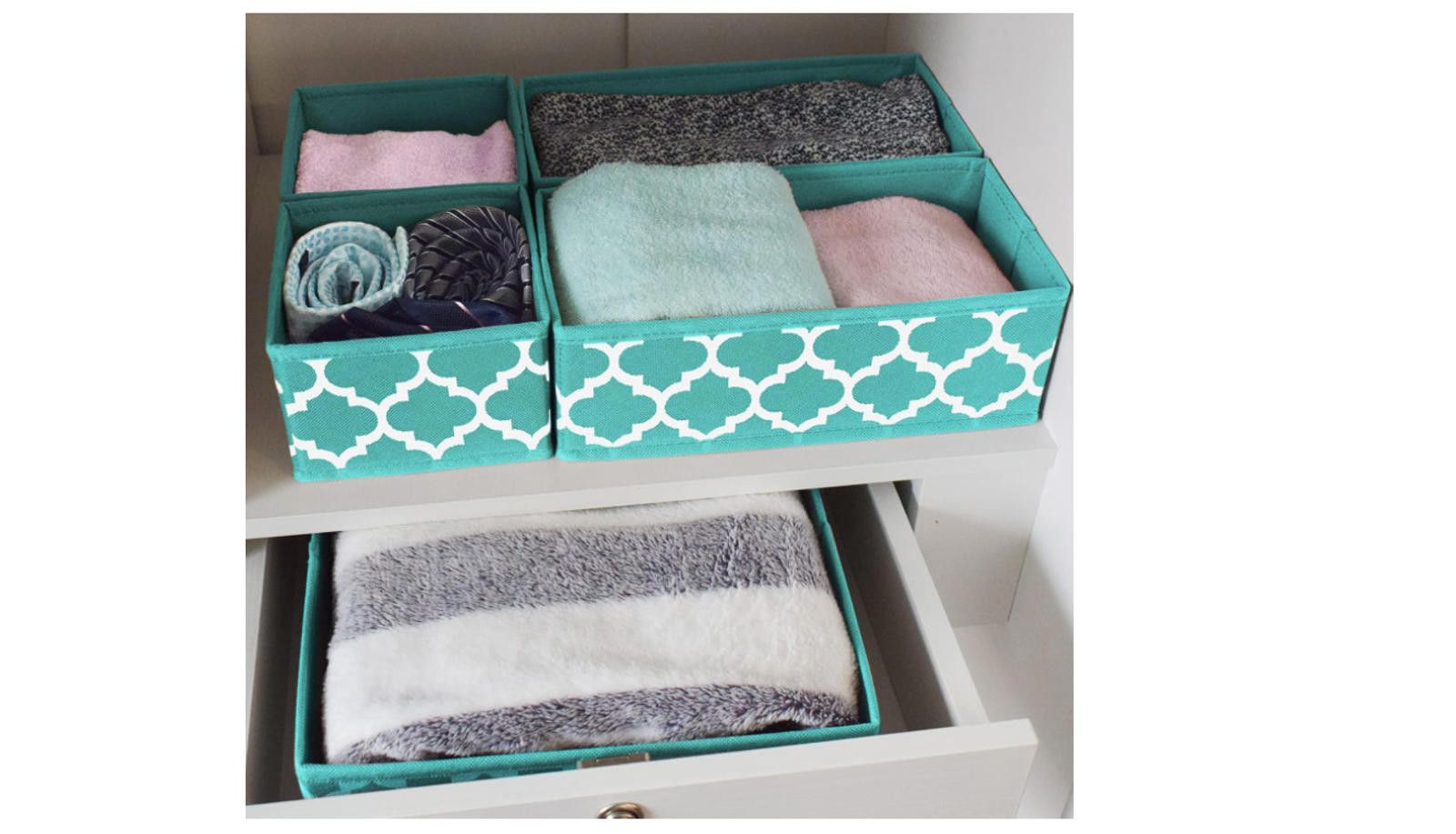 Designer Underwear Drawer Organizer Basket Bins Fabric Drawer Divider Size ONE SIZE - 7 Thumbnail
