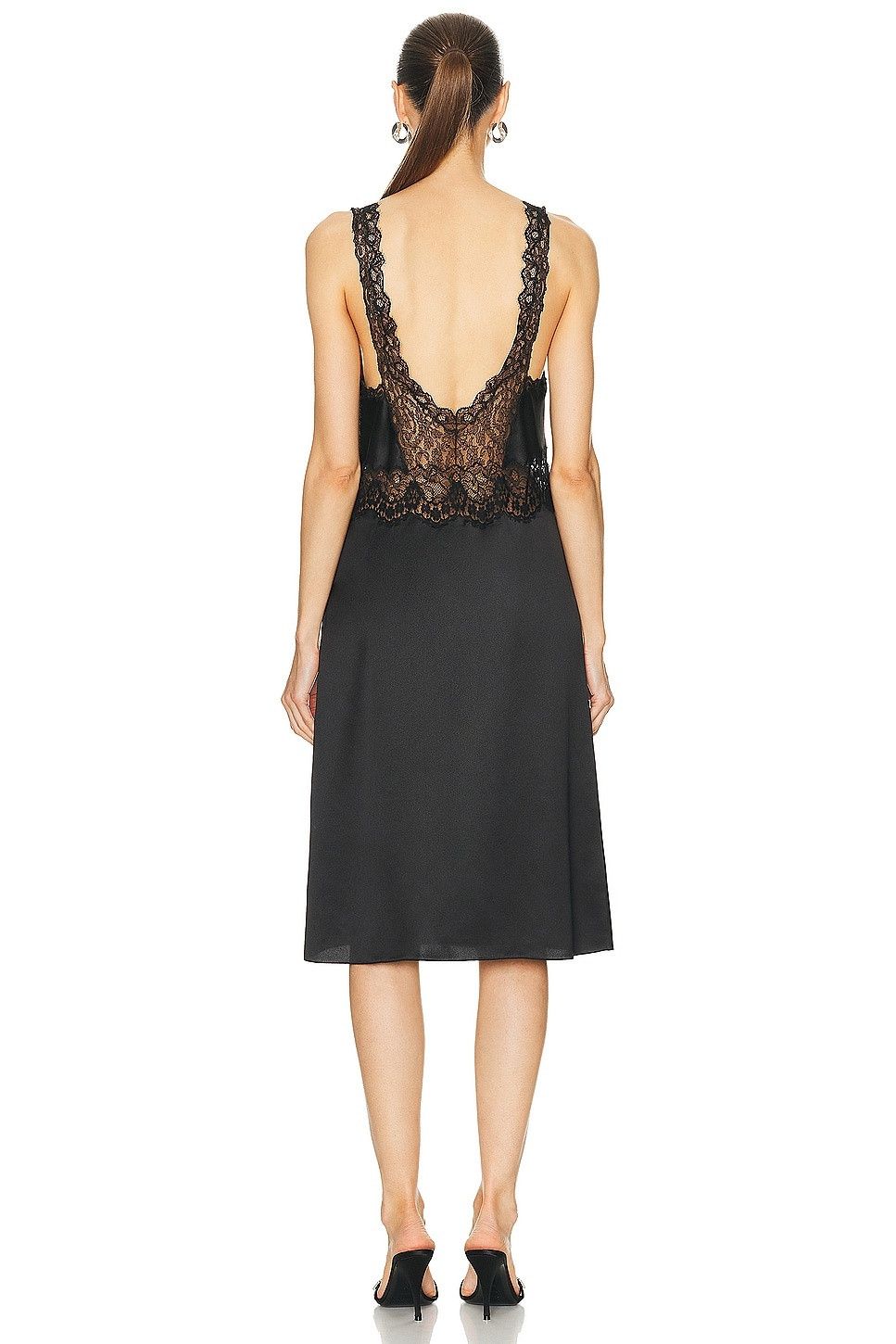 Saint Laurent Paris o1b1hav110525 779765 Slip Dress in Silk Satin Crepe in Black Size XS / US 0-2 / IT 36-38 - 3 Thumbnail