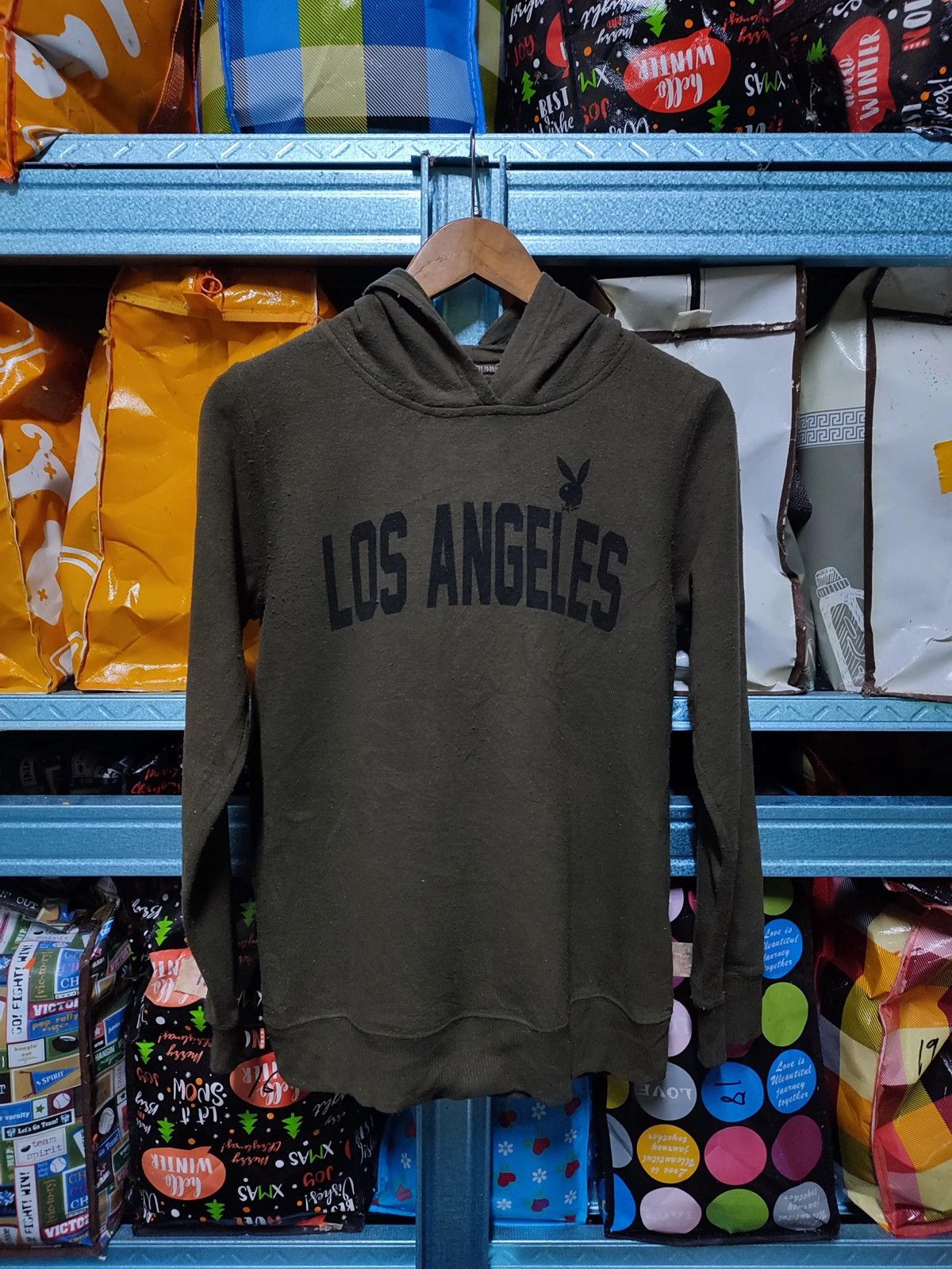 Playboy Playboy Bunny “Los Angeles” Lightweight Hoodie – Olive Green Size US S / EU 44-46 / 1 - 1 Thumbnail