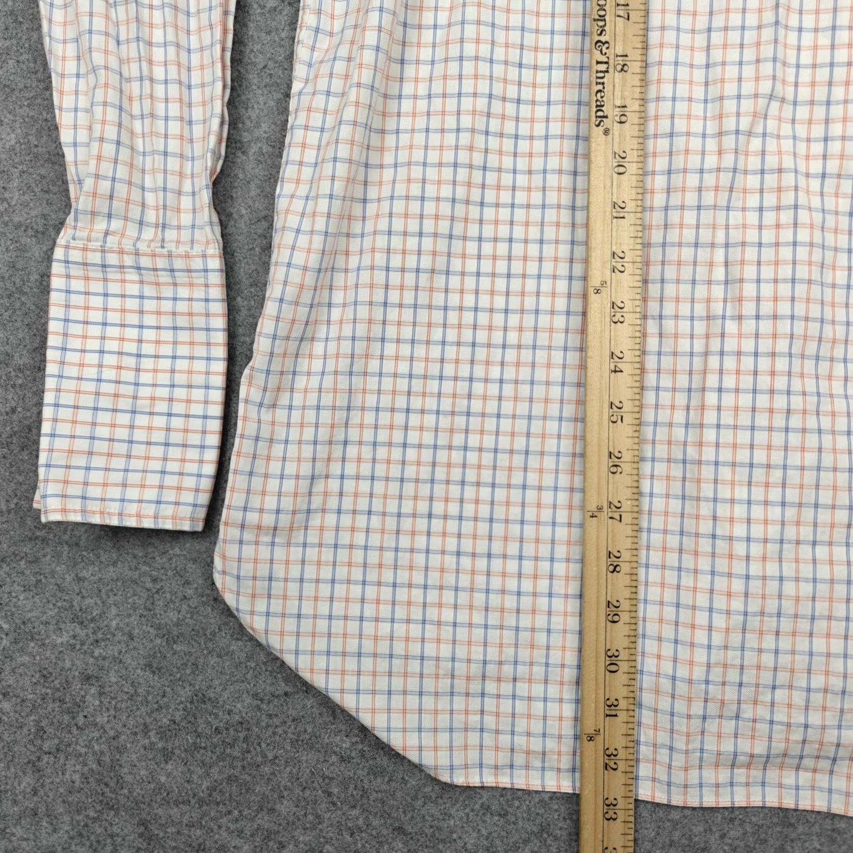 Vintage Thomas Pink Mens Dress Shirt 17 34/35 White Check Regular Fit Long Sleeve Cotton Size 46R - 7 Thumbnail
