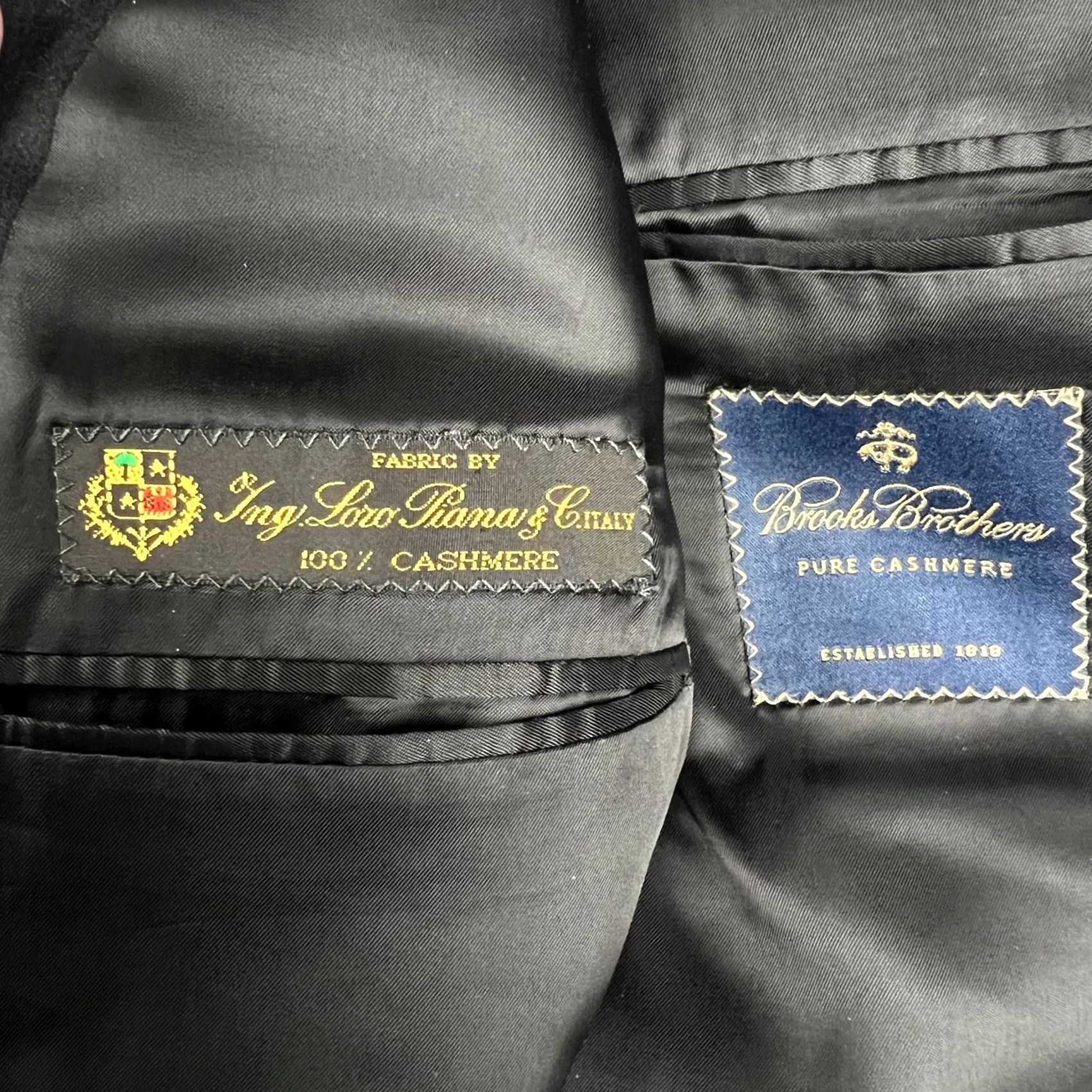 Brooks Brothers Brooks Brothers Loro Piana Cashmere Sport Coat Blazer Mens 43L Black Old Money Size 46R - 4 Thumbnail