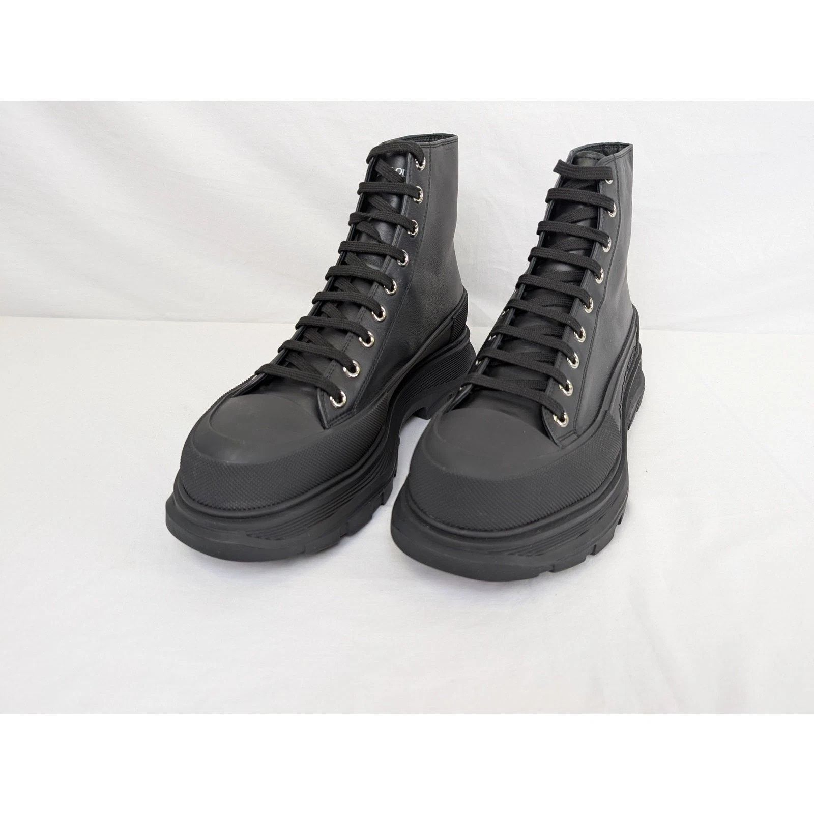 Alexander McQueen o1rshd1 Pelle S.Gomma Boots in Black/Silver Size US 13 / EU 46 - 7 Thumbnail