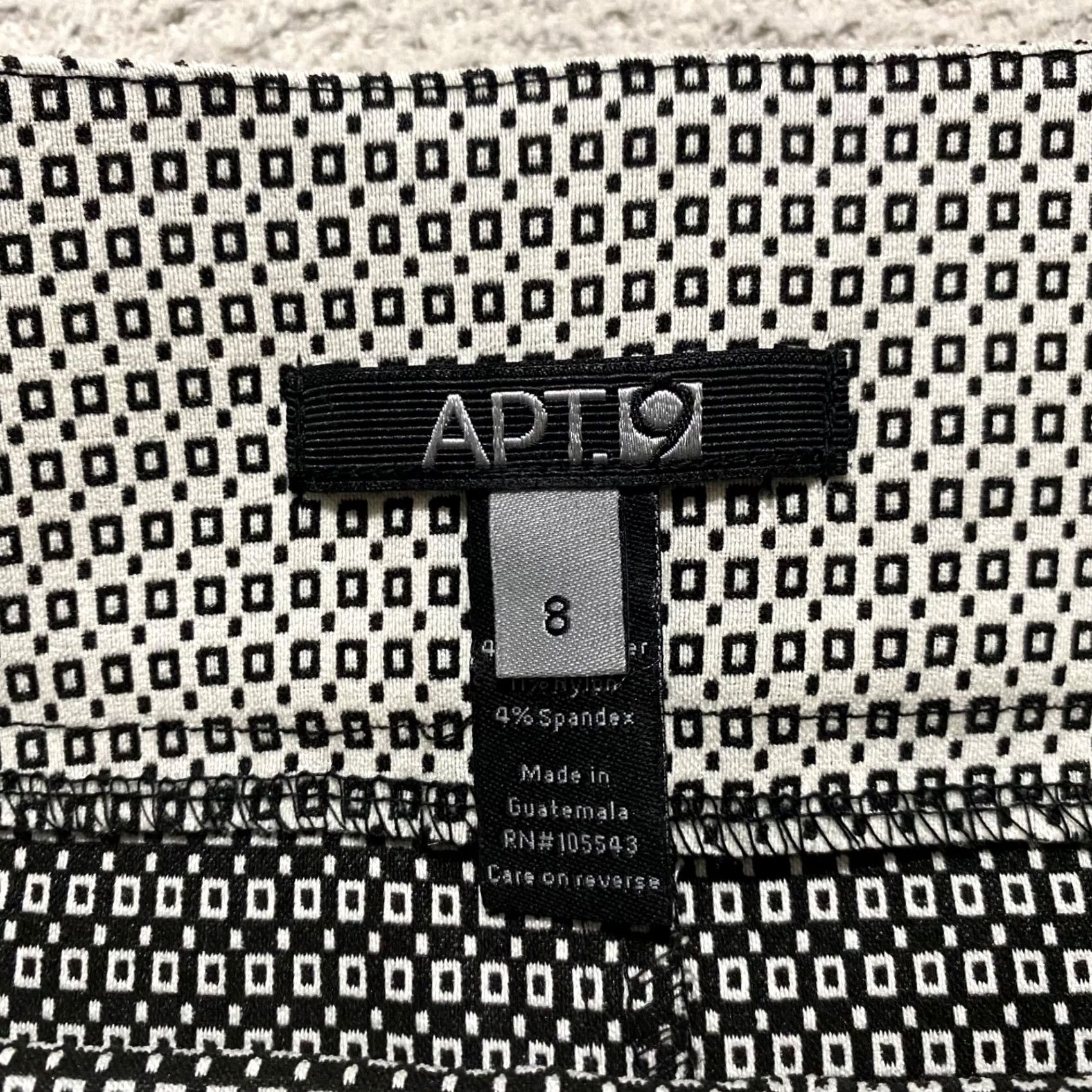 Apt. 9 Apt. 9 Womens Skirt Black White Geometric Knee Length Pencil Straight Office Casual Business Size 8 Size 30" / US 8 / IT 44 - 3 Thumbnail