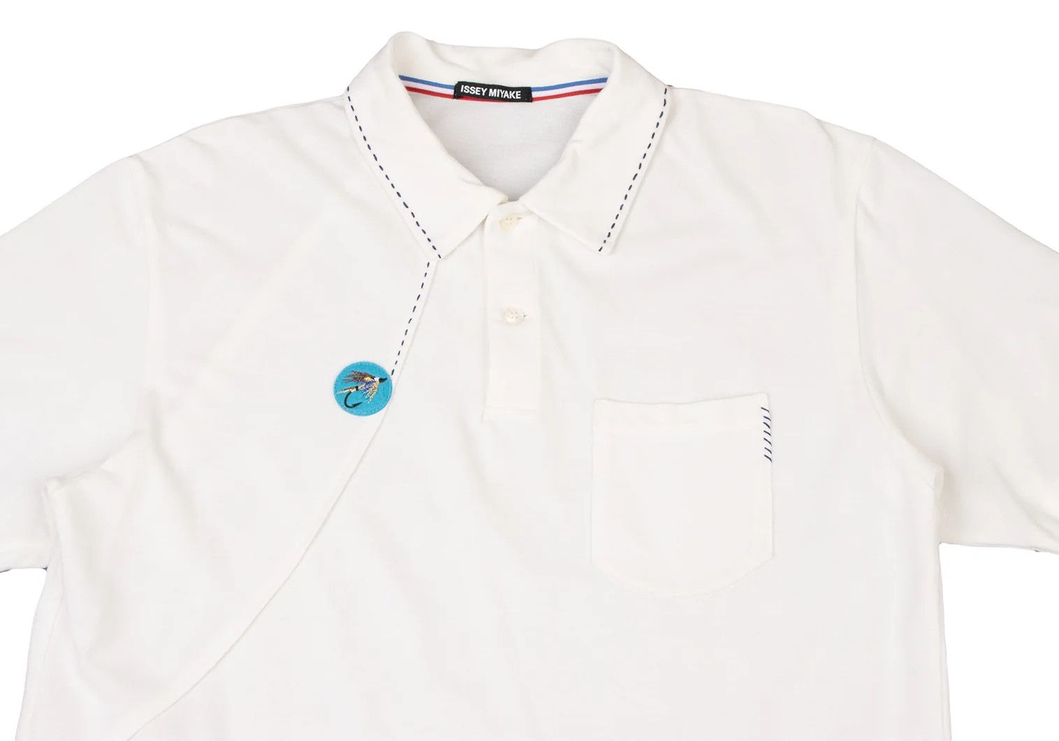Issey Miyake Contrast Patchwork Polo Shirt in White Size US XL / EU 56 / 4 - 2 Thumbnail